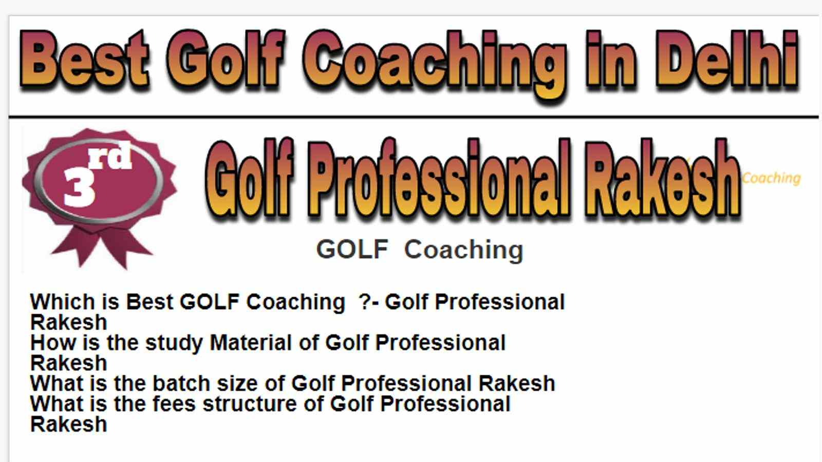 Rank 3 Best Golf Coaching in Delhi