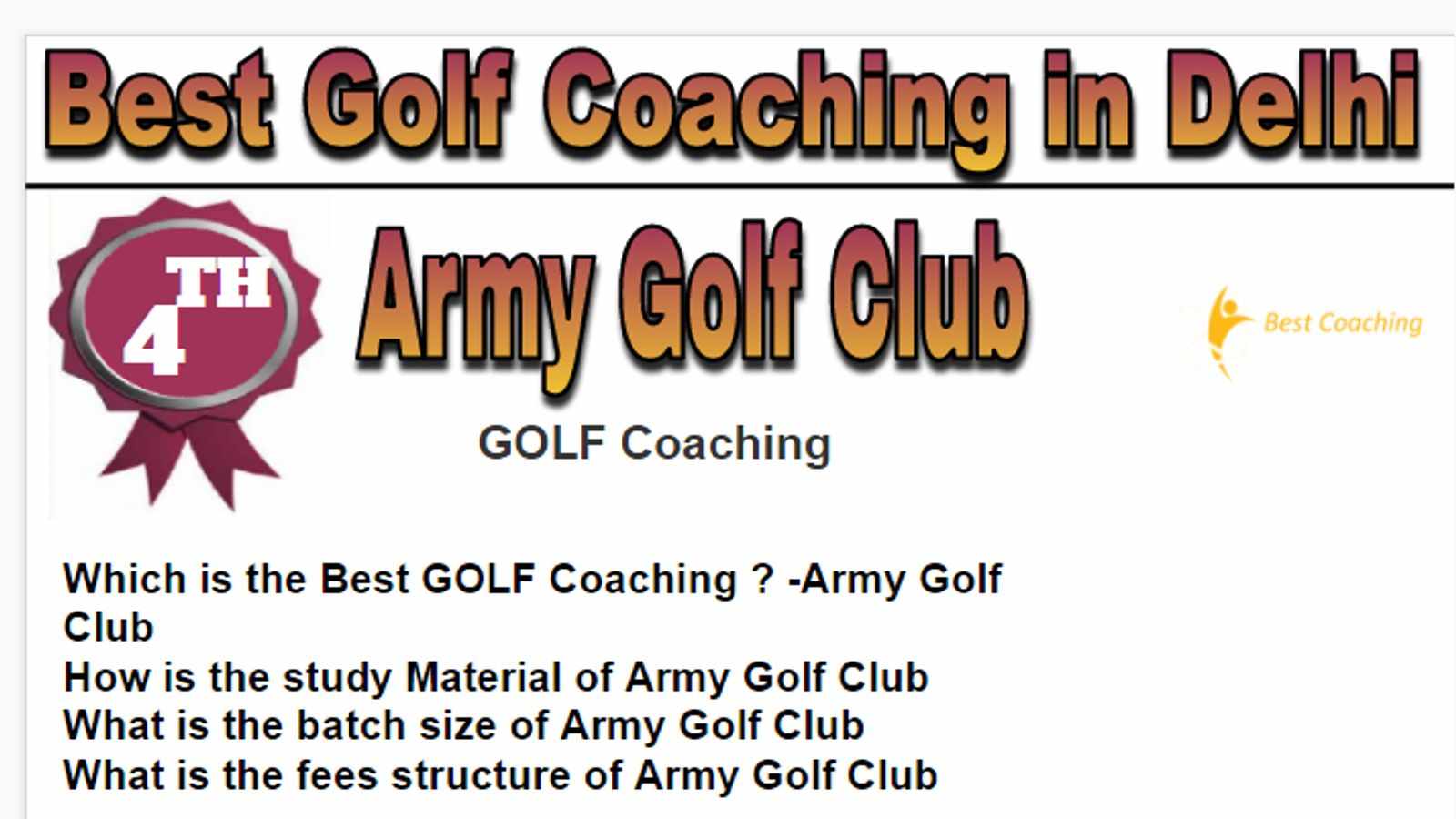 Rank 4 Best Golf Coaching in Delhi