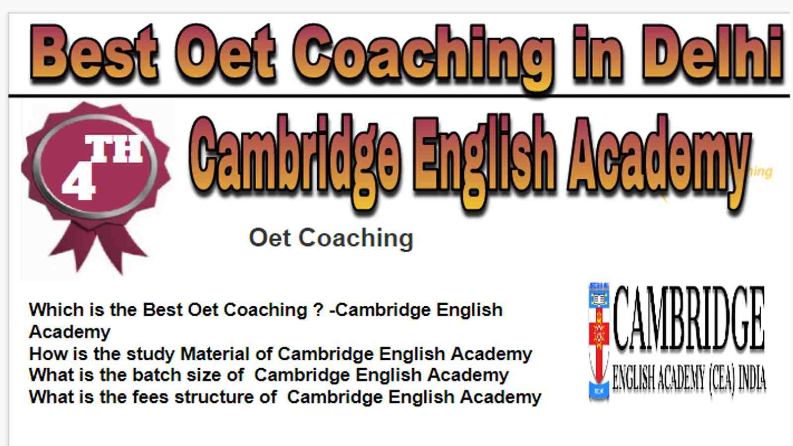 Rank 4 Best Oet Coaching in Delhi