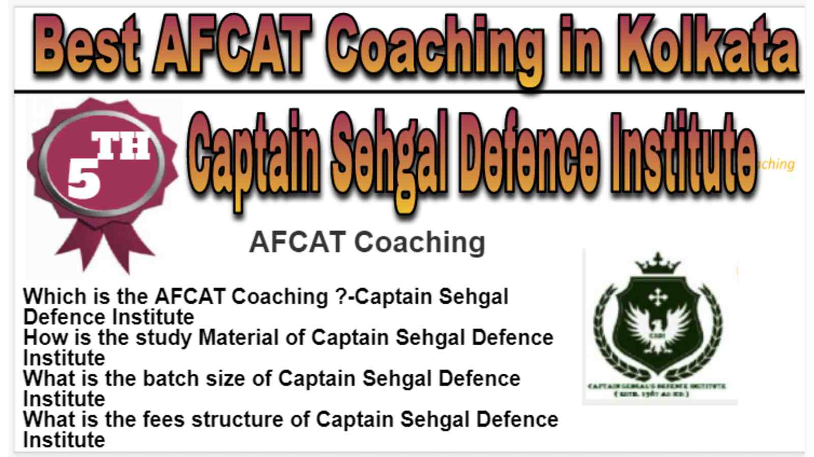 Rank 5 Best AFCAT Coaching in Kolkata
