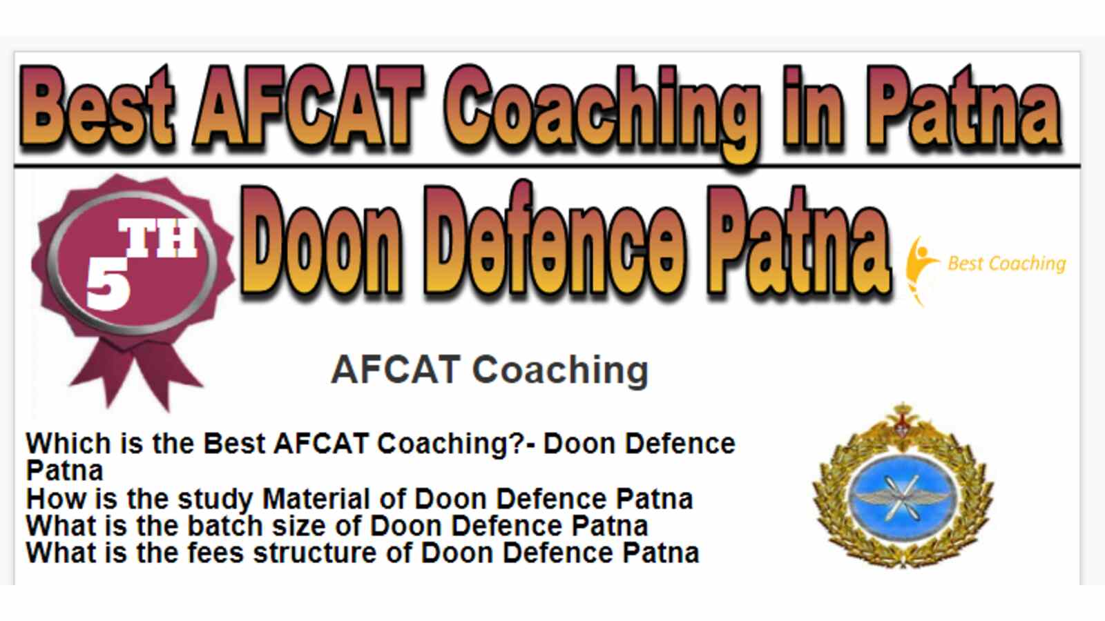 Rank 5 Best AFCAT Coaching in Patna