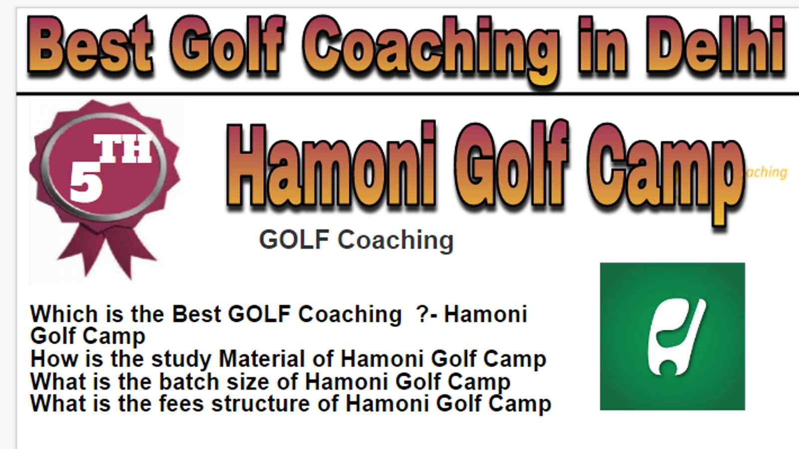 Rank 5 Best Golf Coaching in Delhi