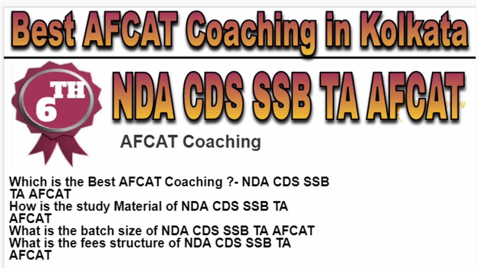 Rank 6 Best AFCAT Coaching in Kolkata