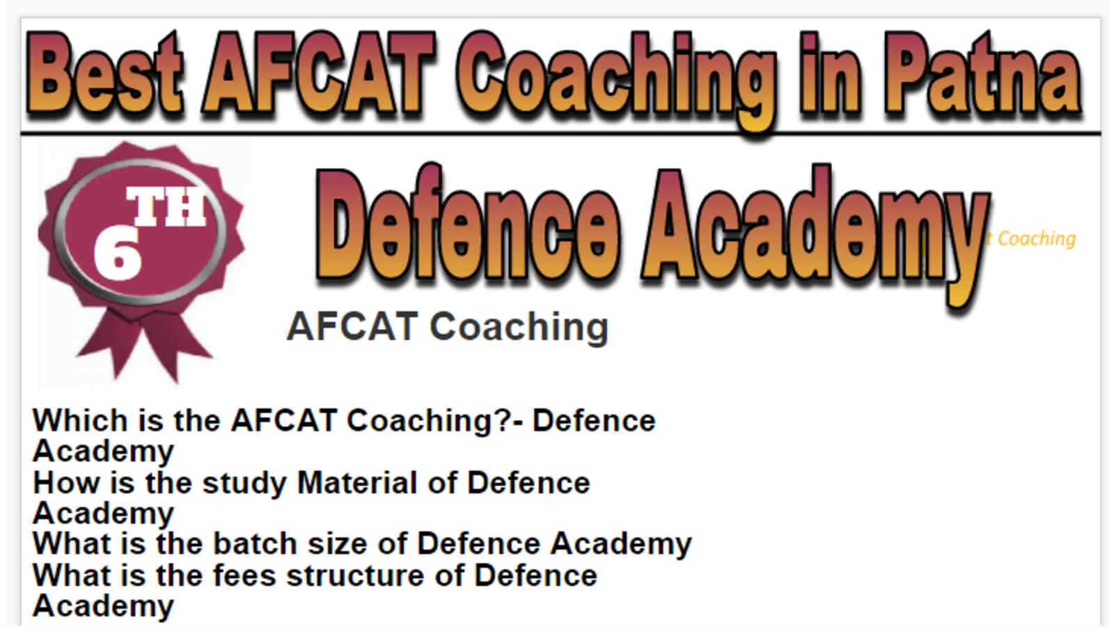 Rank 6 Best AFCAT Coaching in Patna