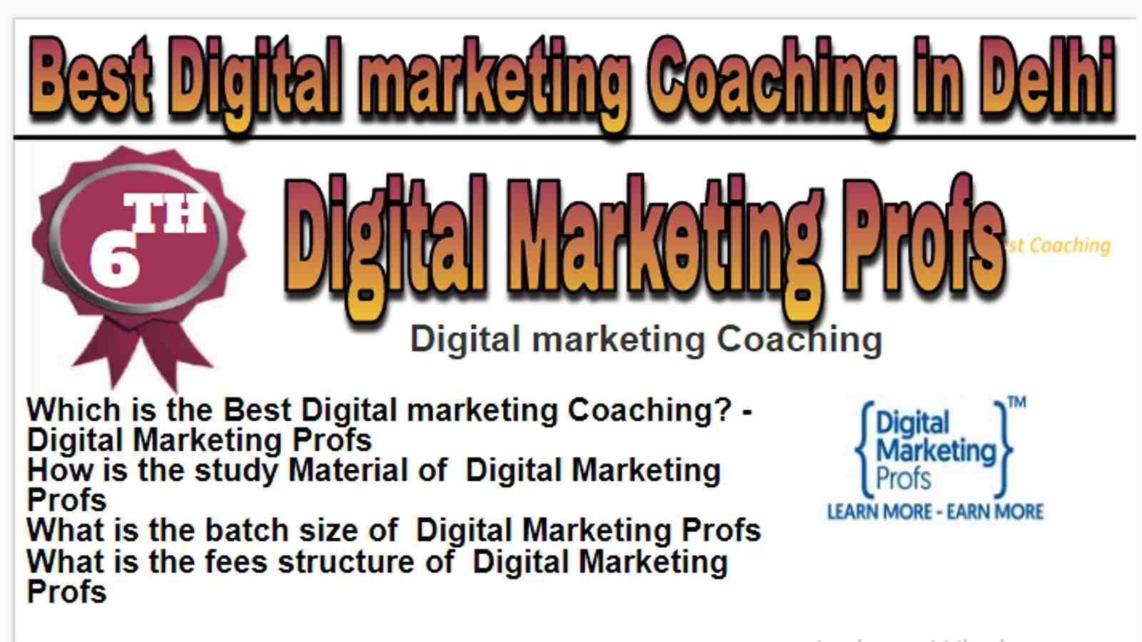 Rank 6 Best Digital marketing Coaching in Delhi