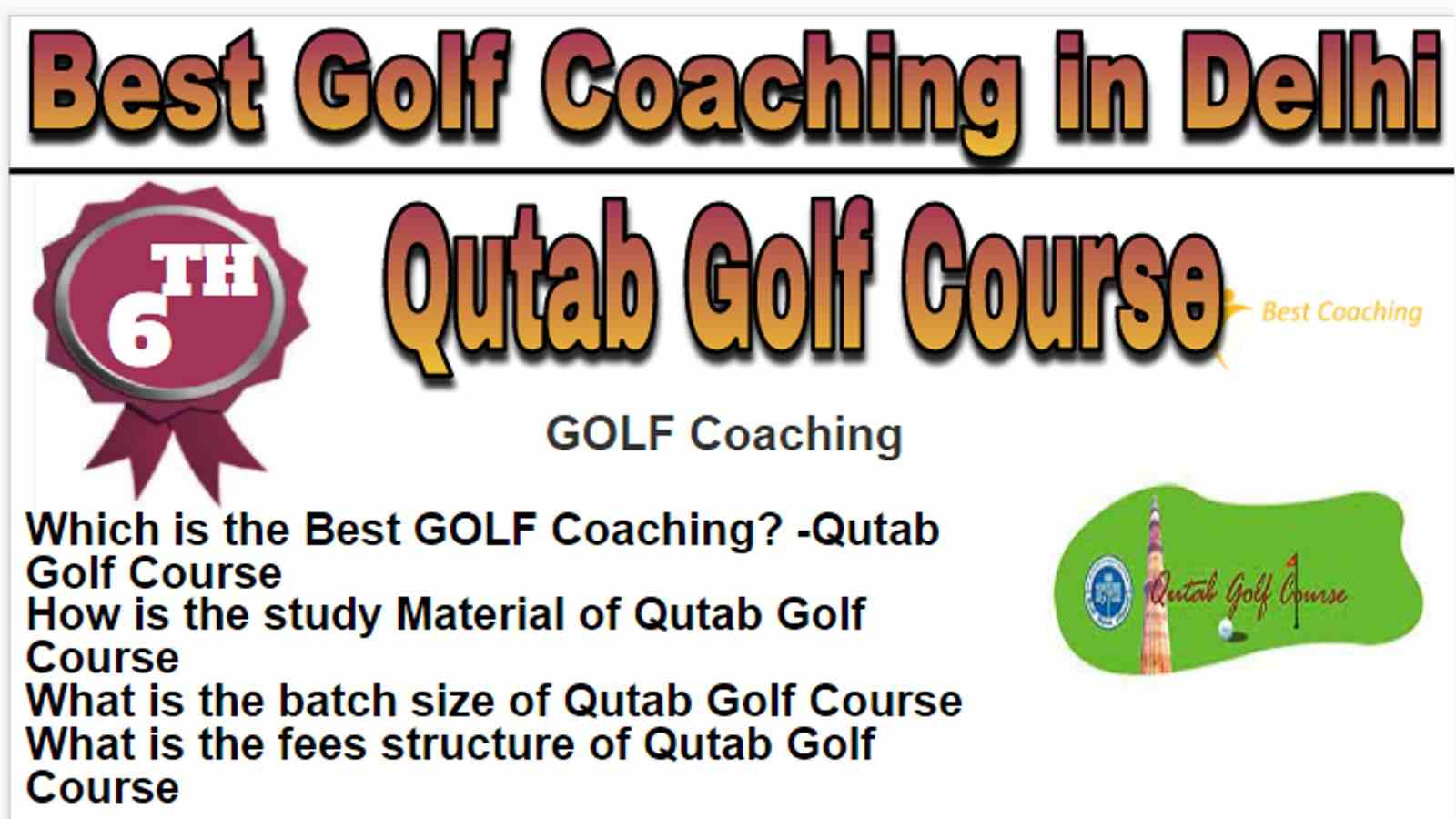 Rank 6 Best Golf Coaching in Delhi