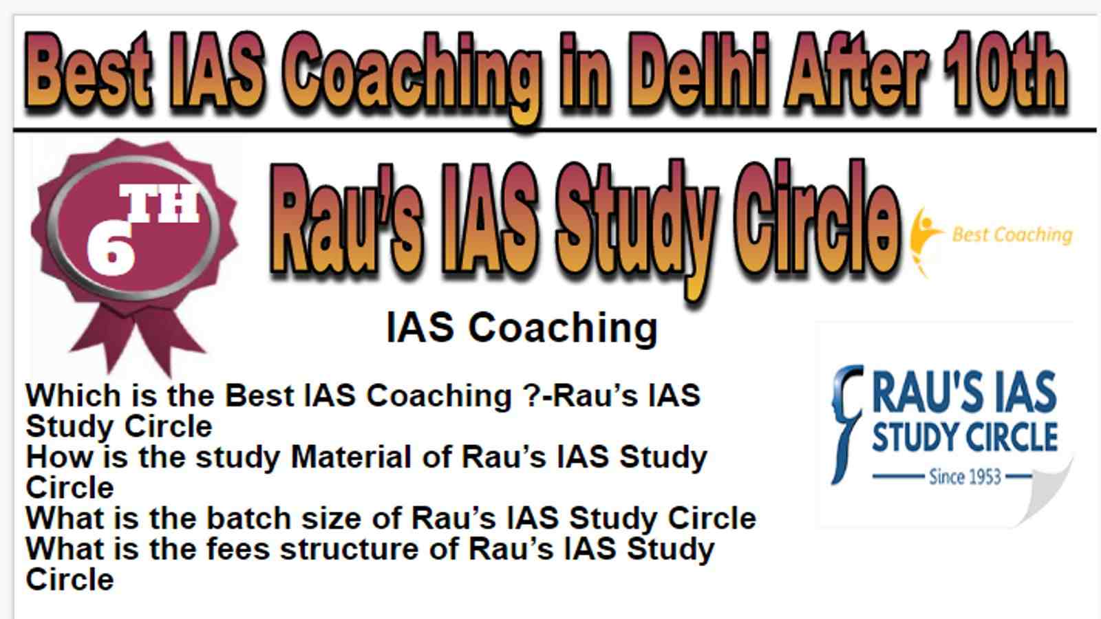 Rank 6 Best IAS coaching in Delhi after 10th