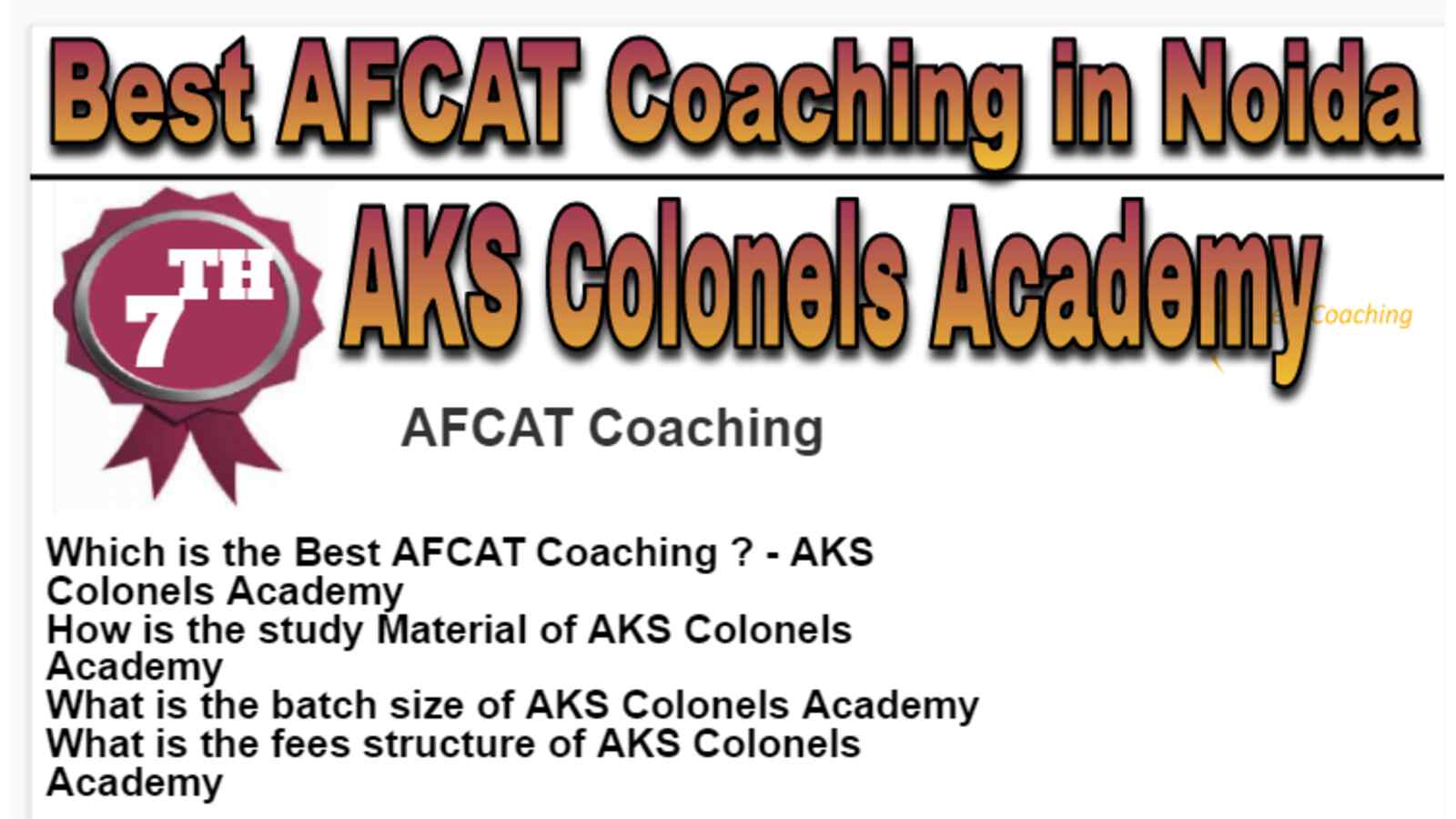 Rank 7 Best AFCAT Coaching in Noida