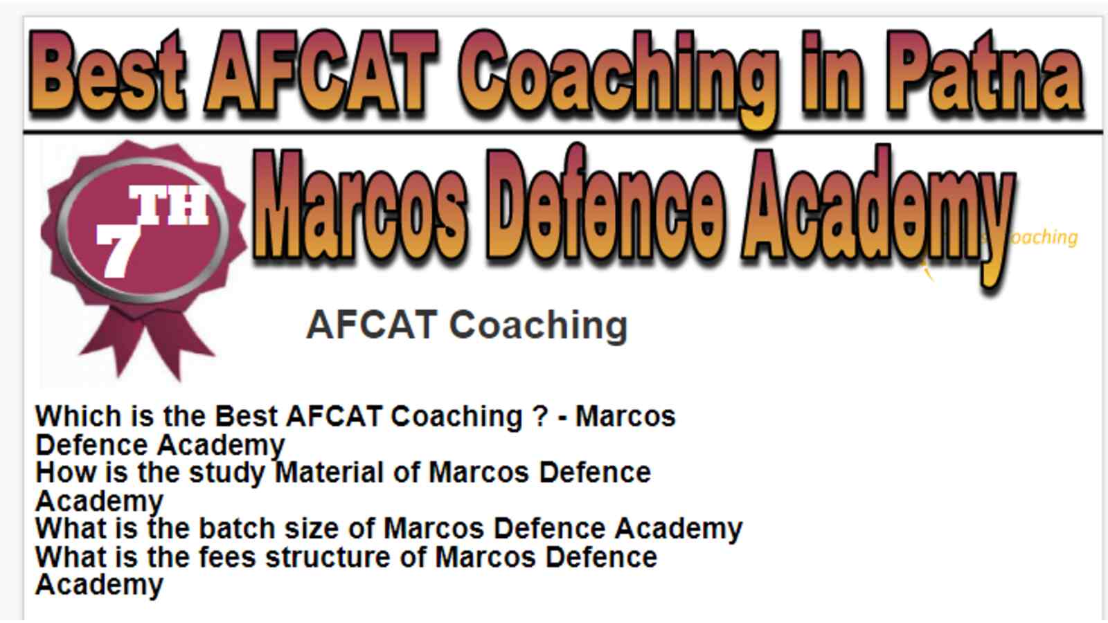 Rank 7 Best AFCAT Coaching in Patna