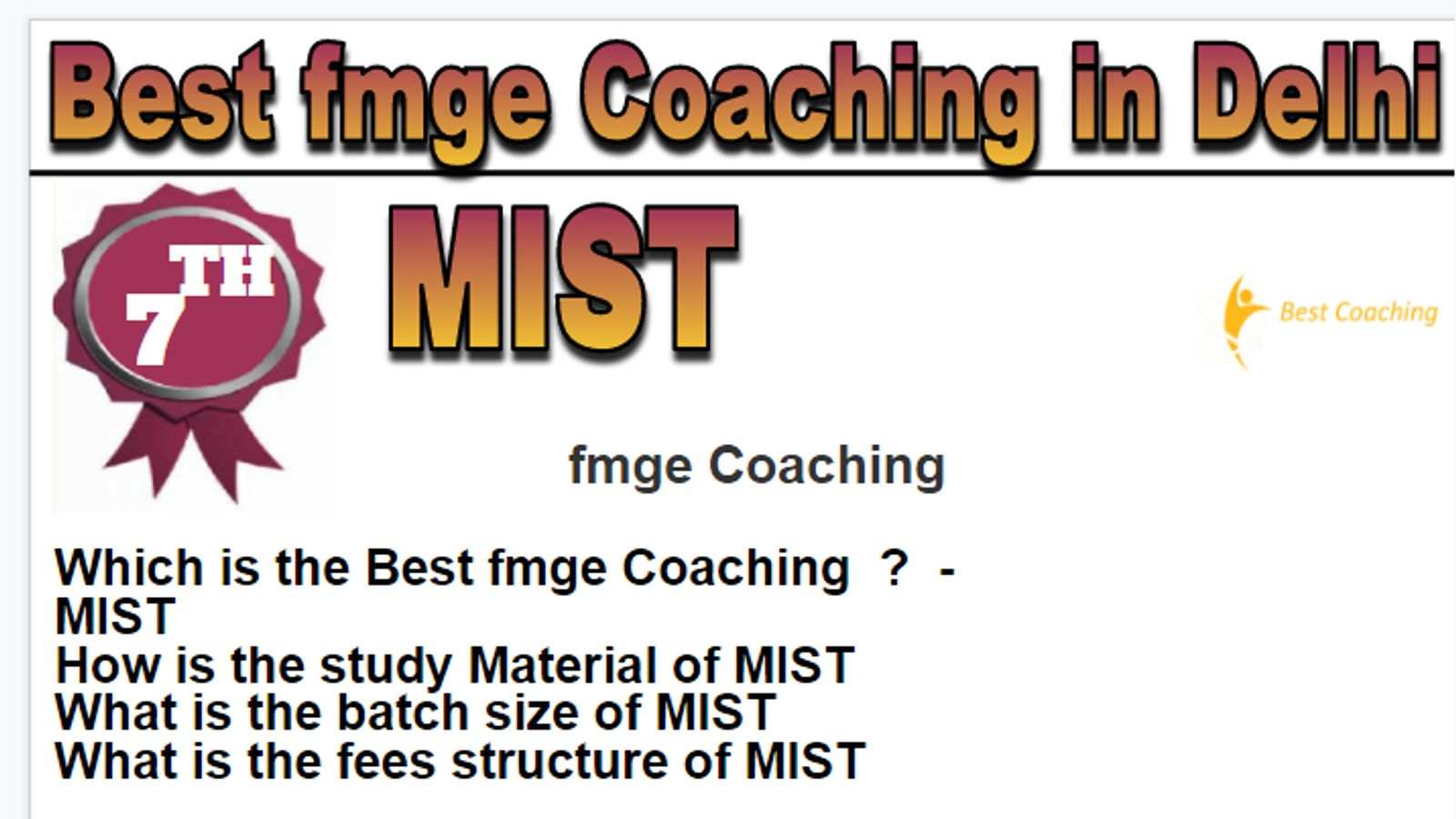 Rank 7 Best fmge coaching in Delhi