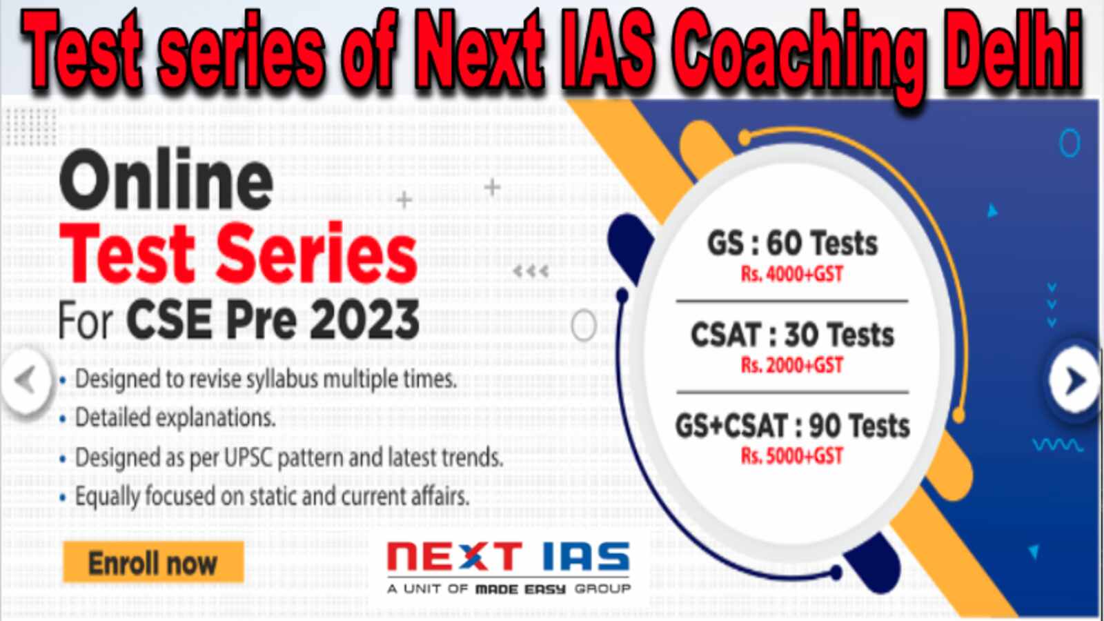 Test Series of Next IAS Coaching Delhi Reviews