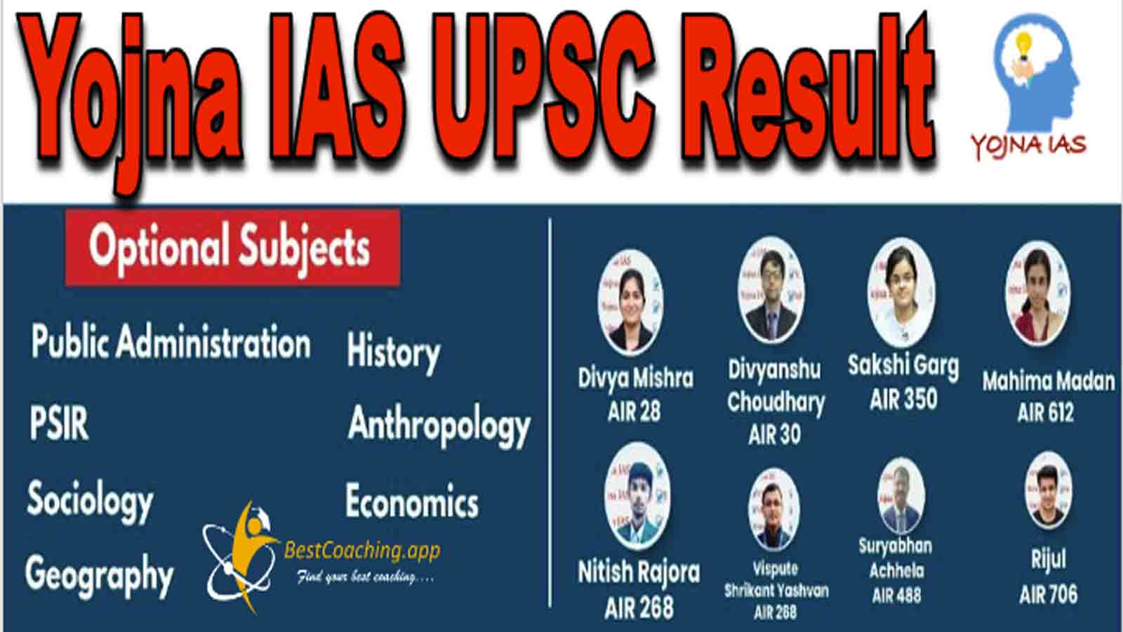 Yojna IAS Upsc Result- IAS Toppers