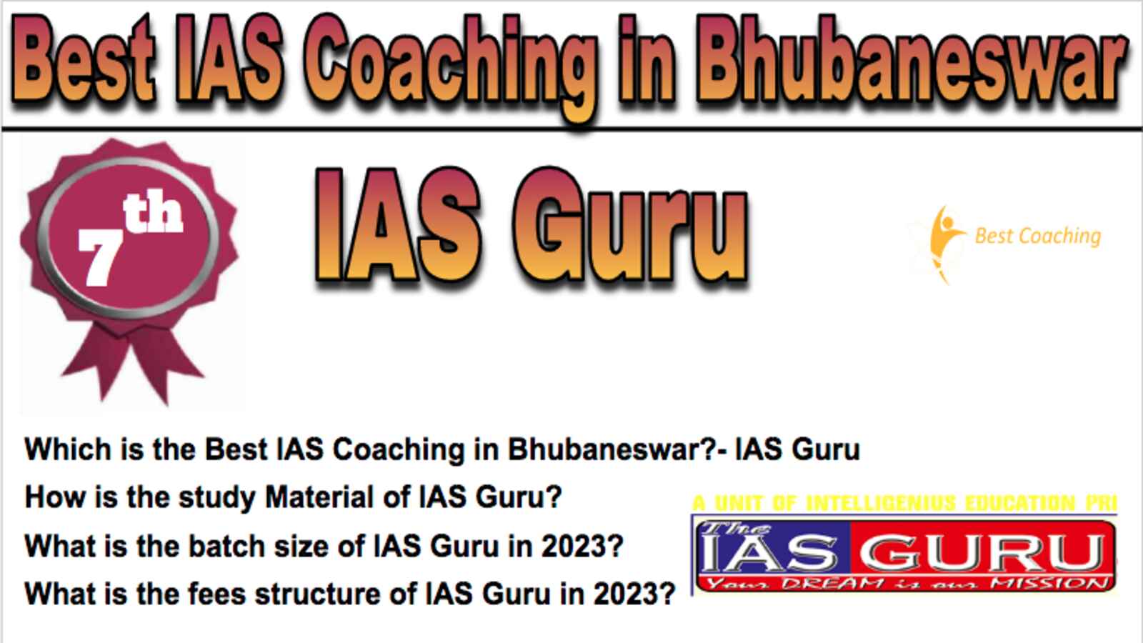 7th Best IAS Coaching in Bhubaneswar 2023
