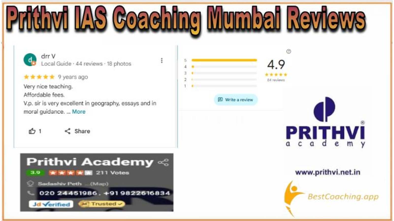 Prithivi IAS Coaching Mumbai Reviews