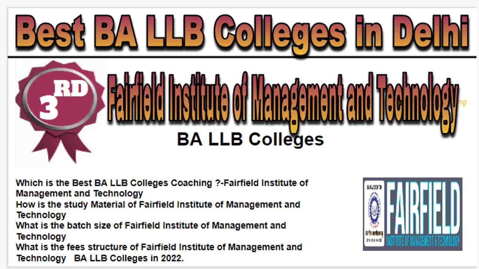 Rank 3 Best BA LLB Colleges in Delhi