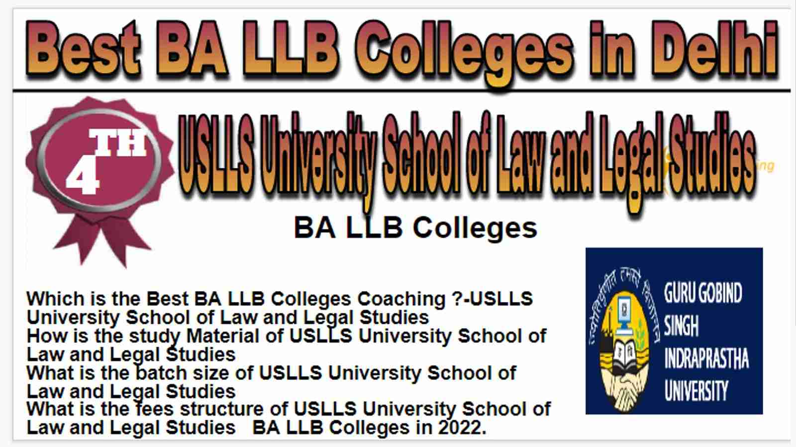Rank 4 Best BA LLB Colleges in Delhi