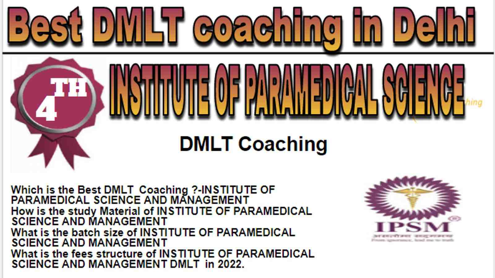 Rank 4 Best DMLT Coaching in Delhi