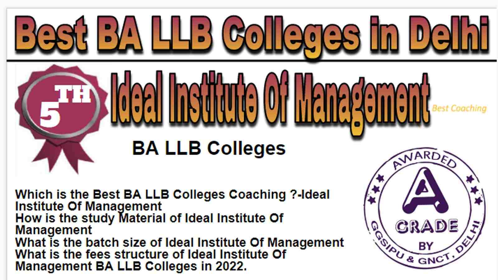 Rank 5 Best BA LLB Colleges in Delhi