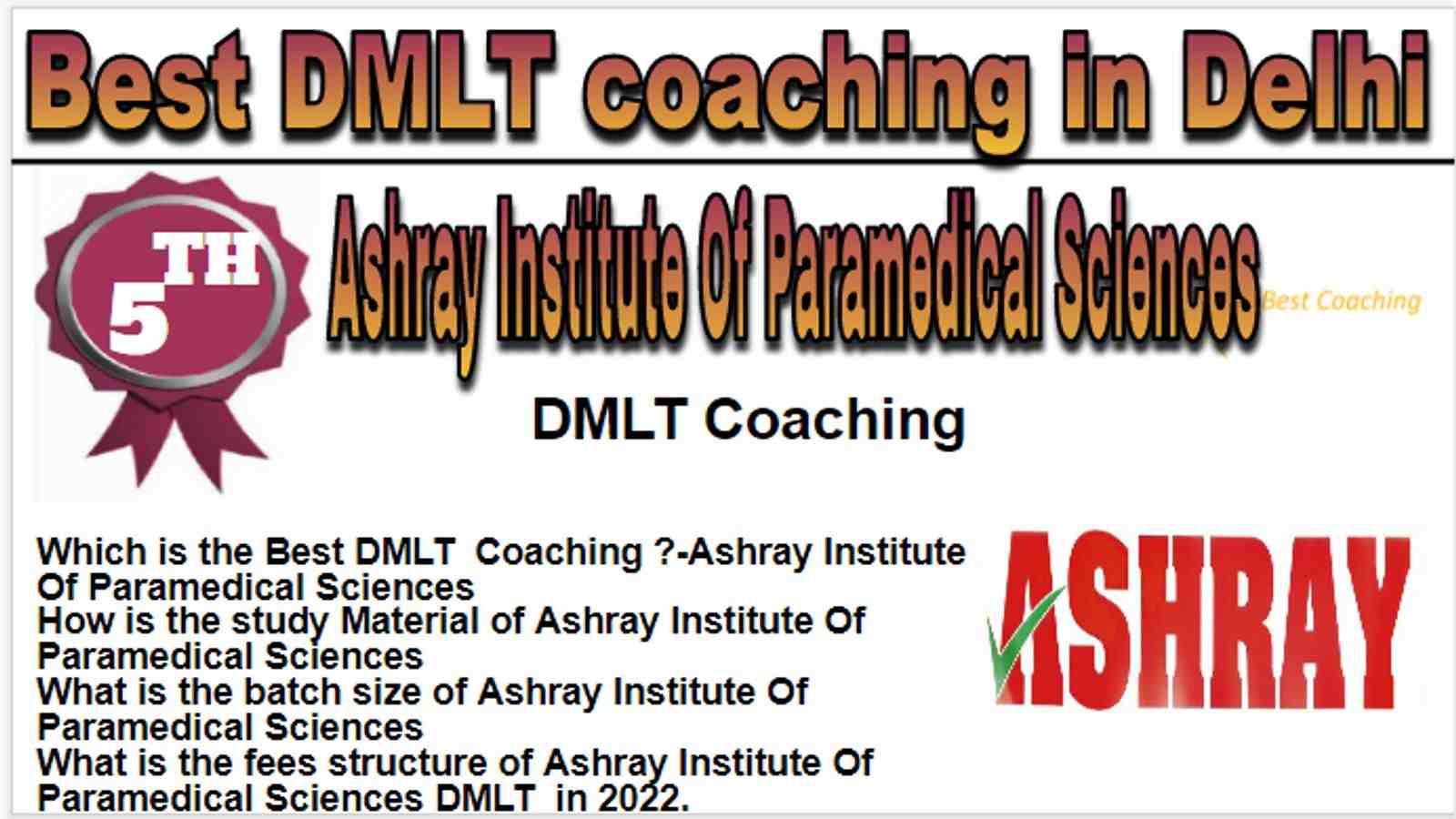 Rank 5 Best DMLT Coaching in Delhi