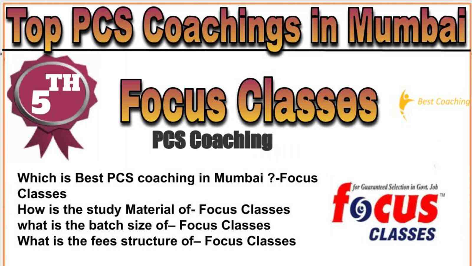 Rank 5 top PCS Coachings in Mumbai