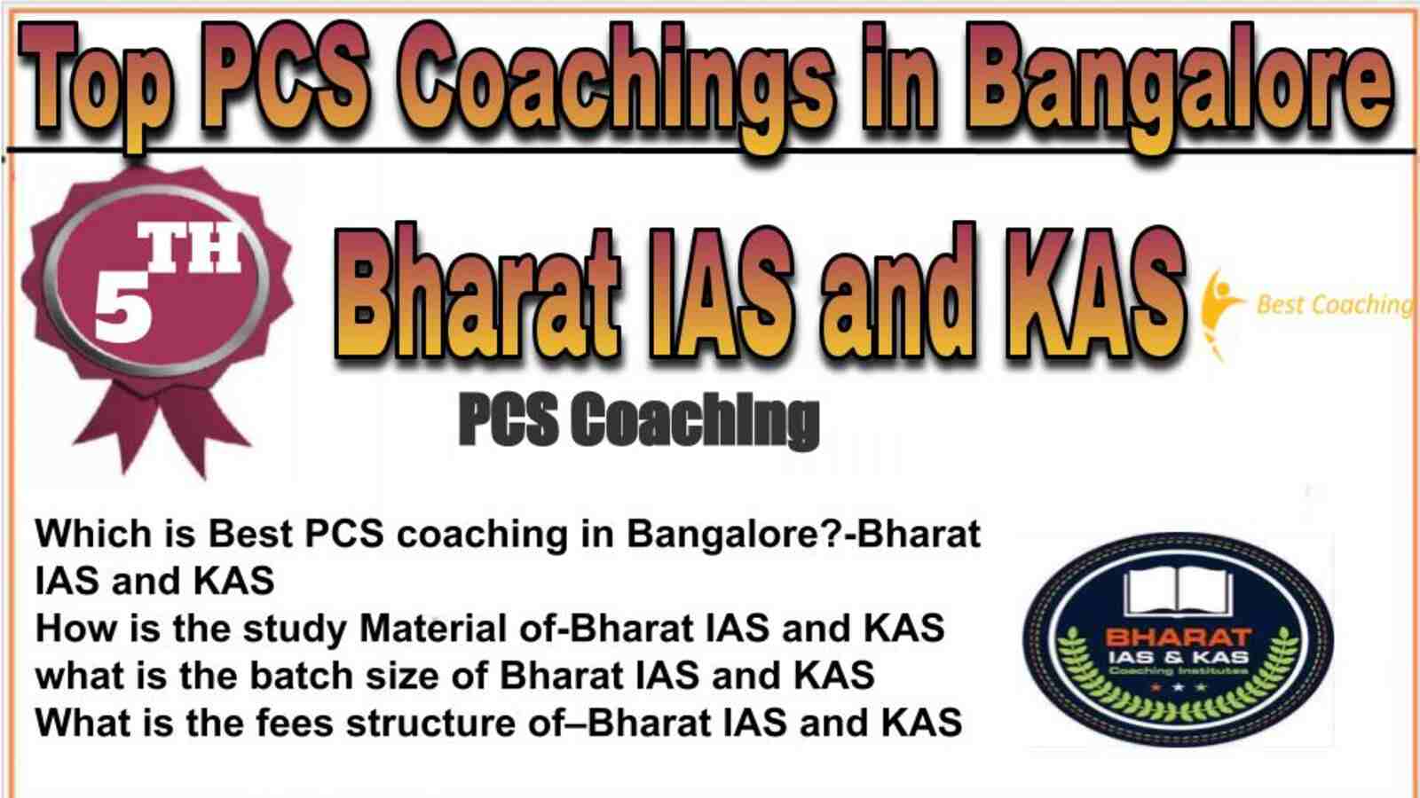 Rank 5 top PCS coachings in Bangalore
