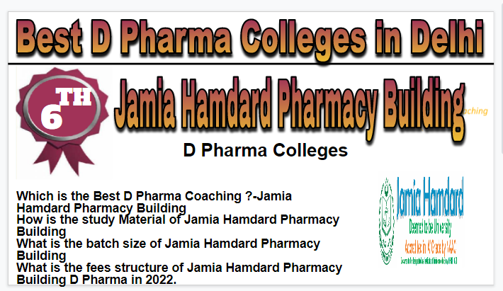 Rank 6 Best D Pharma Colleges in Delhi