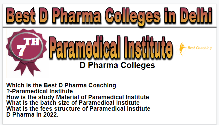 Rank 7 Best D Pharma Colleges in Delhi