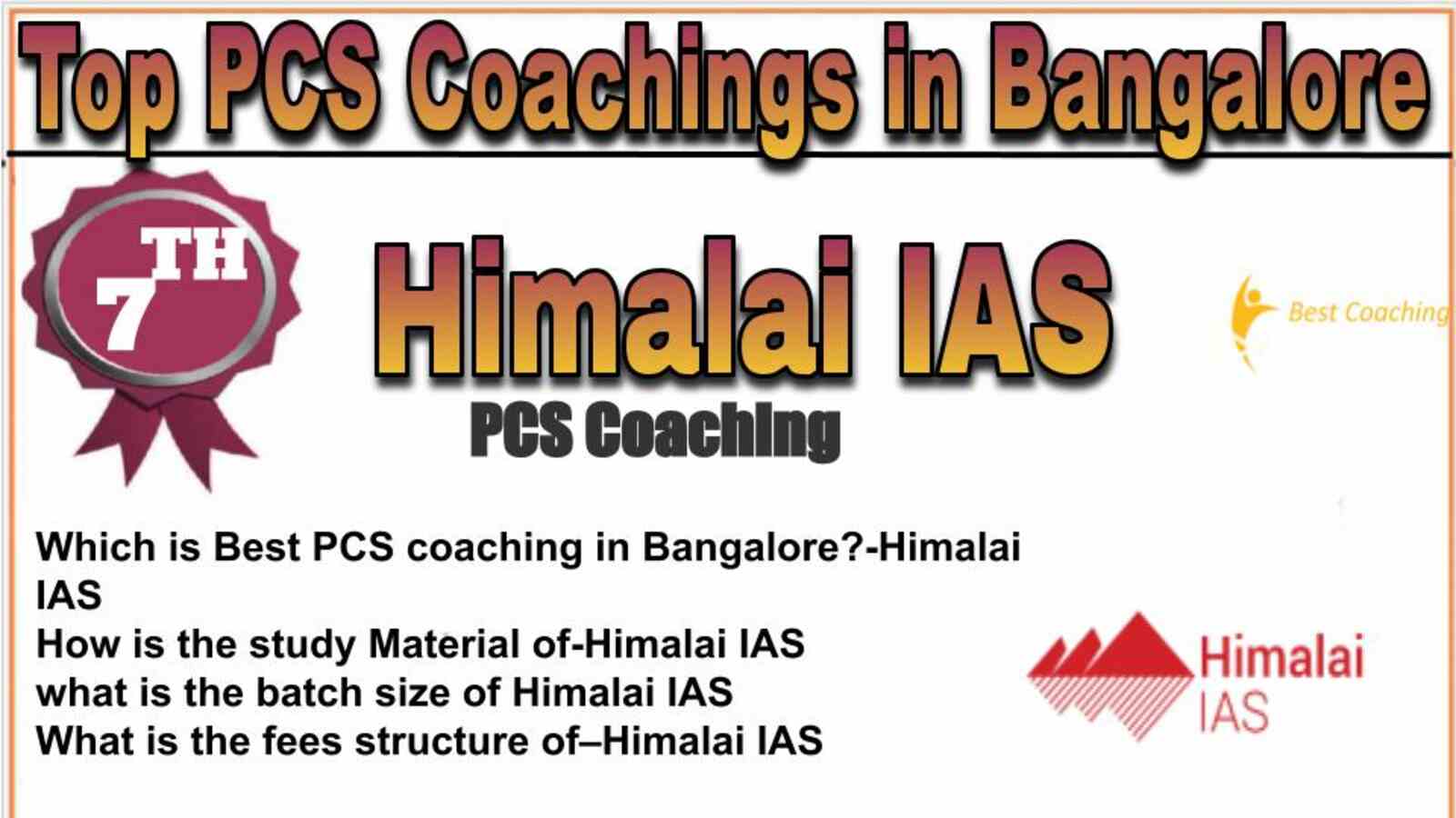 Rank 7 top PCS coachings in Bangalore