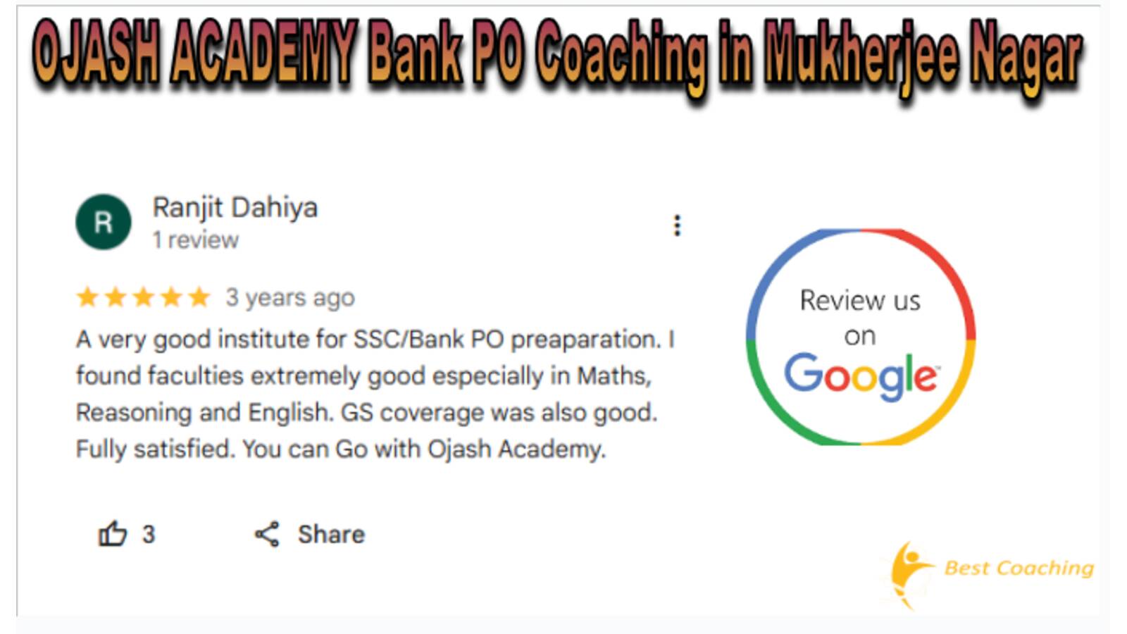 OJASH academy mukherjee nagar reviews