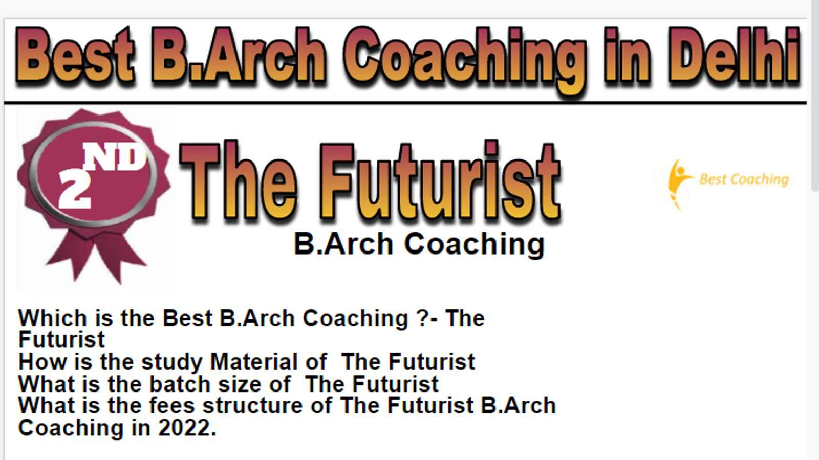 Rank 2 Best B.Arch. coaching in Delhi