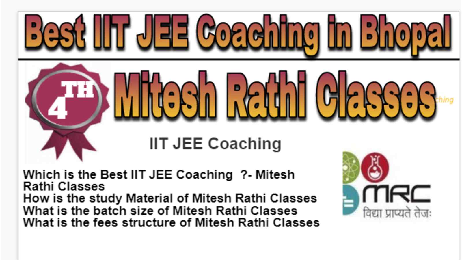 Rank 4 Best IIT JEE Coaching in Bhopal