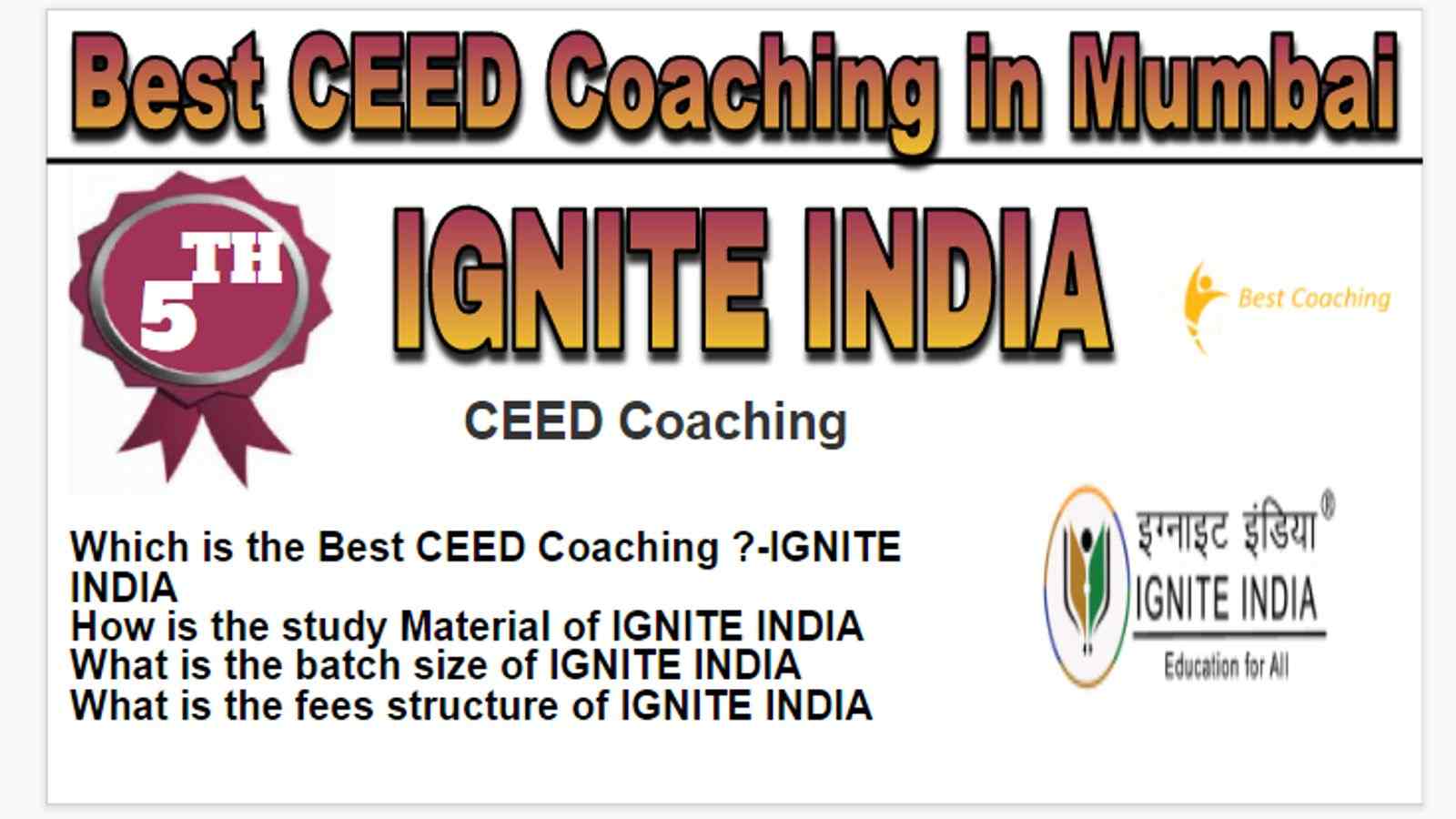 Rank 5 Best CEED coaching in Mumbai