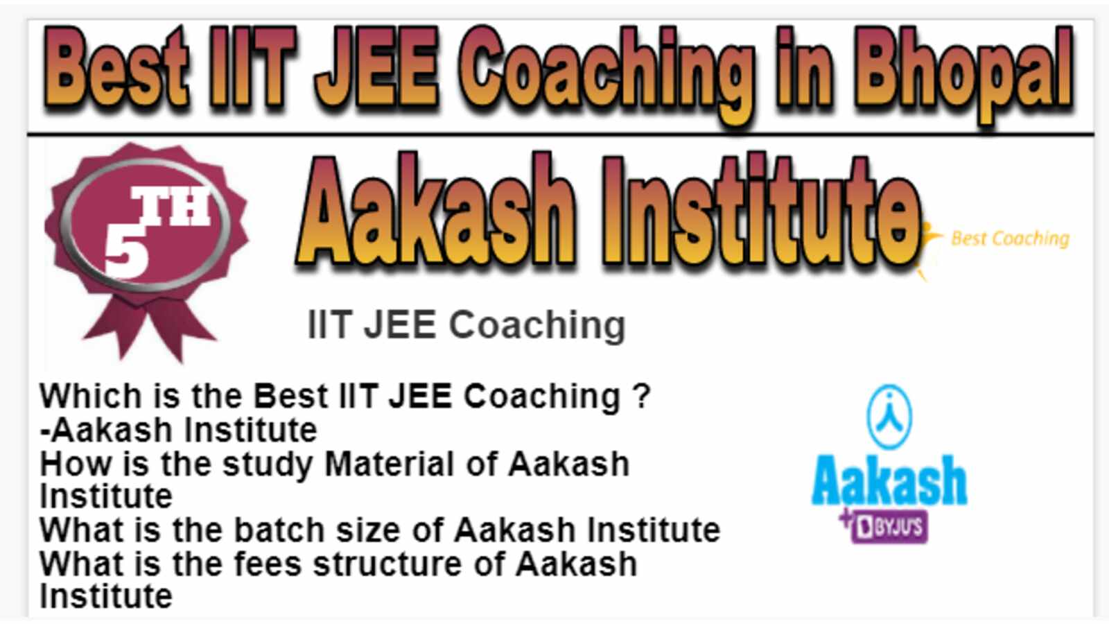 Rank 5 Best IIT JEE Coaching in Bhopal