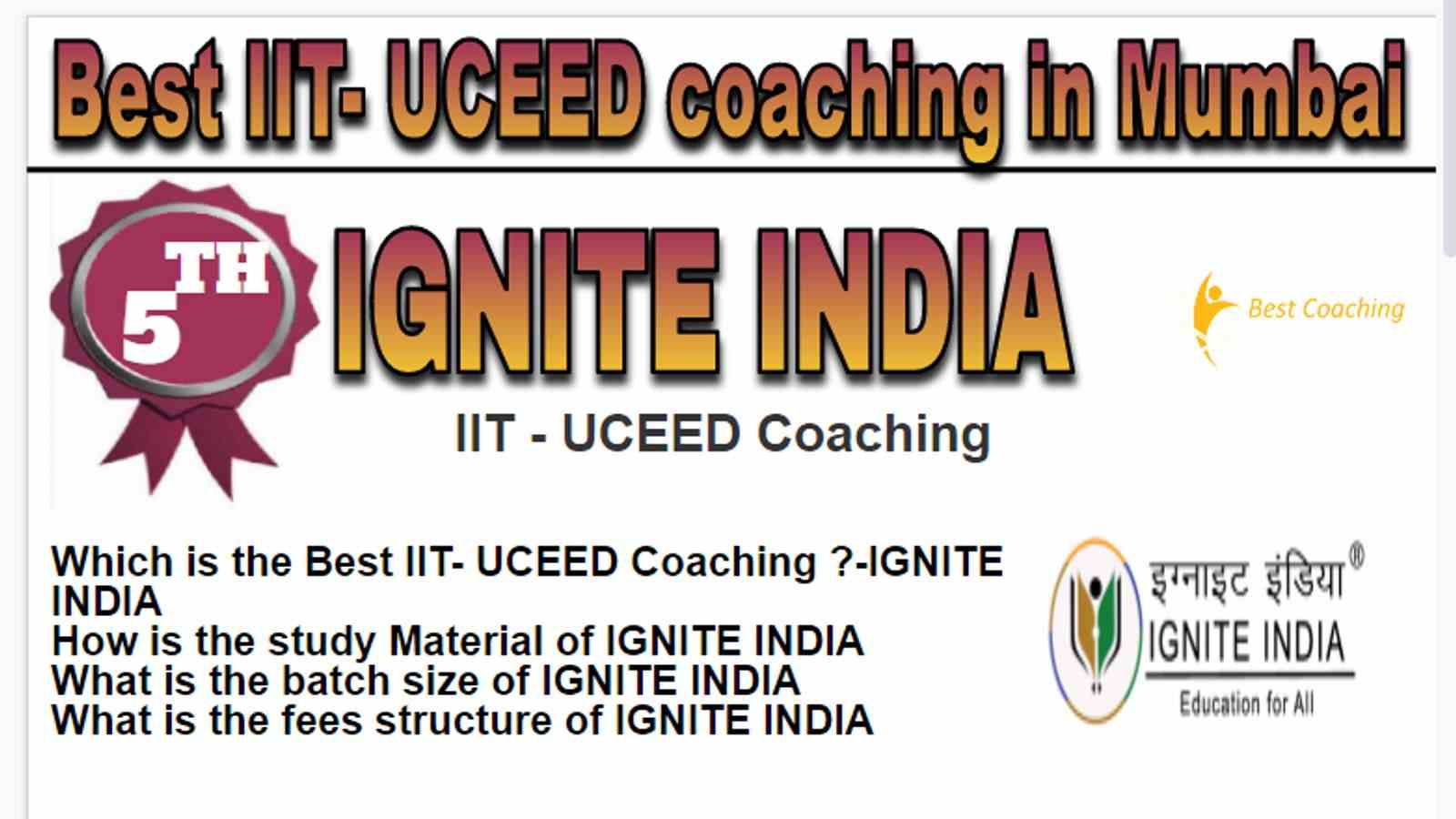Rank 5 Best IIT- UCEED coaching in Mumbai