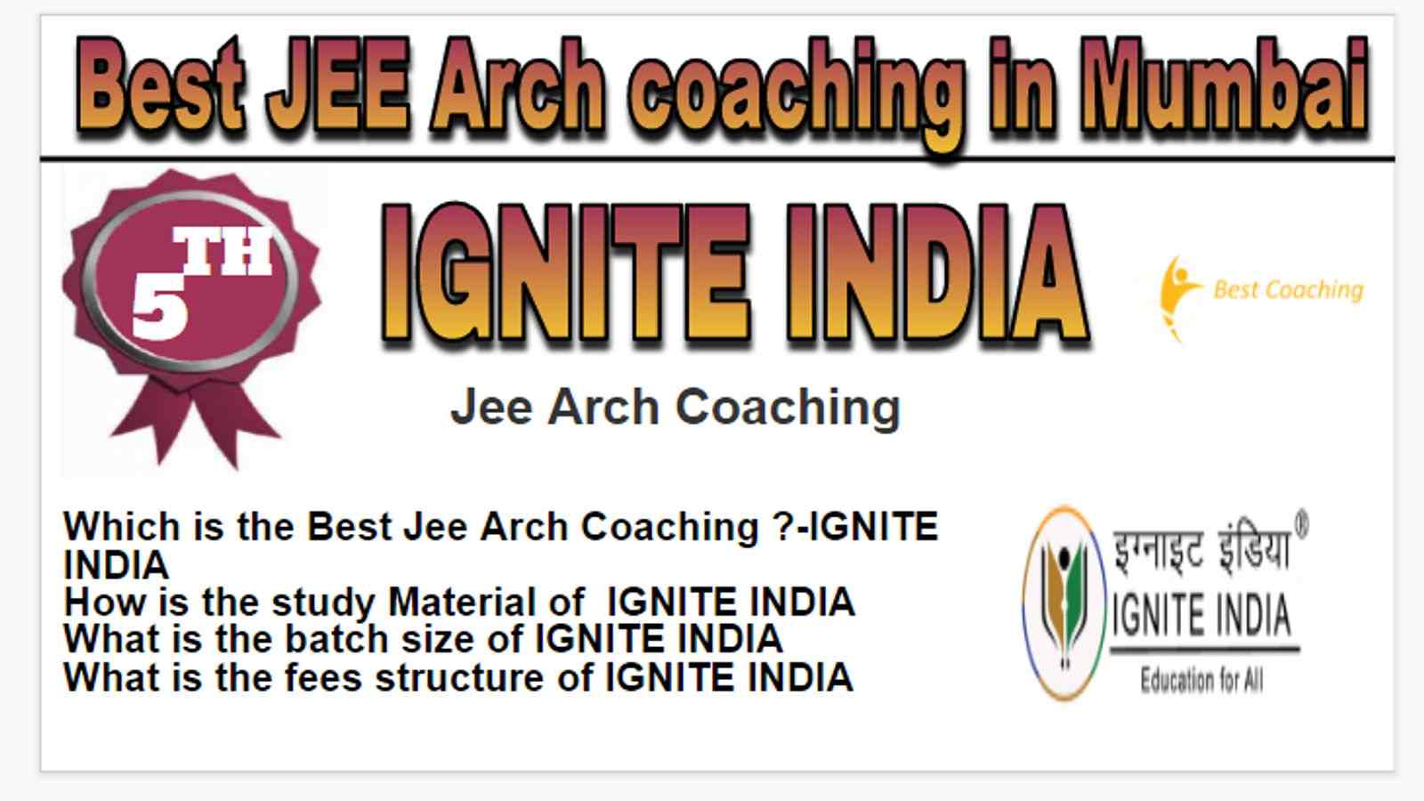 Rank 5 Best JEE Arch coaching in Mumbai