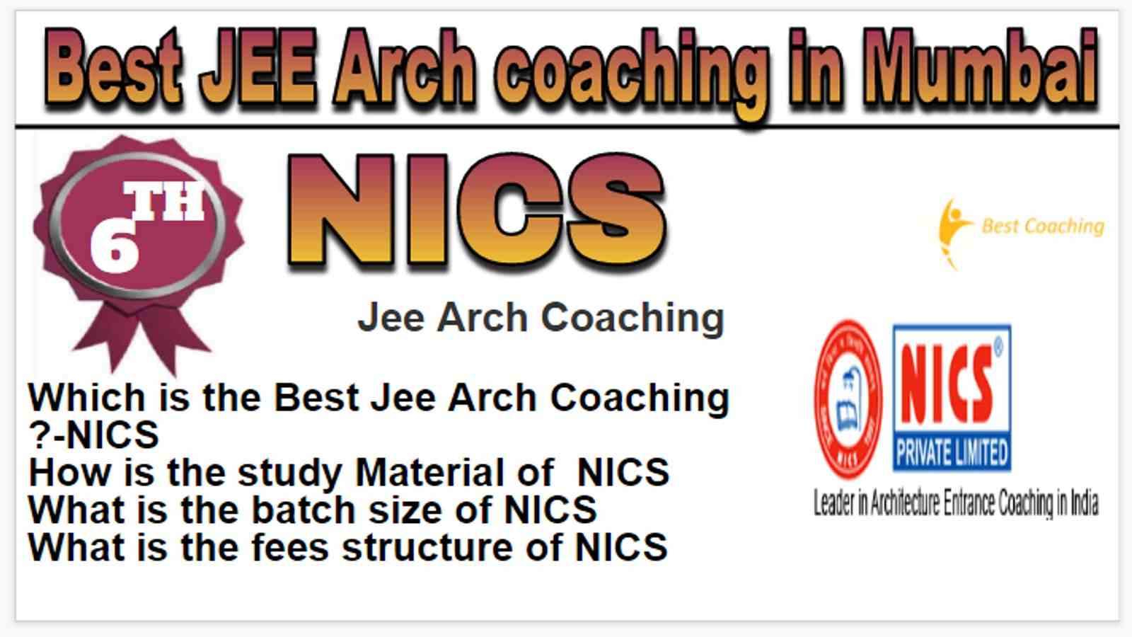 Rank 6 Best JEE Arch coaching in Mumbai