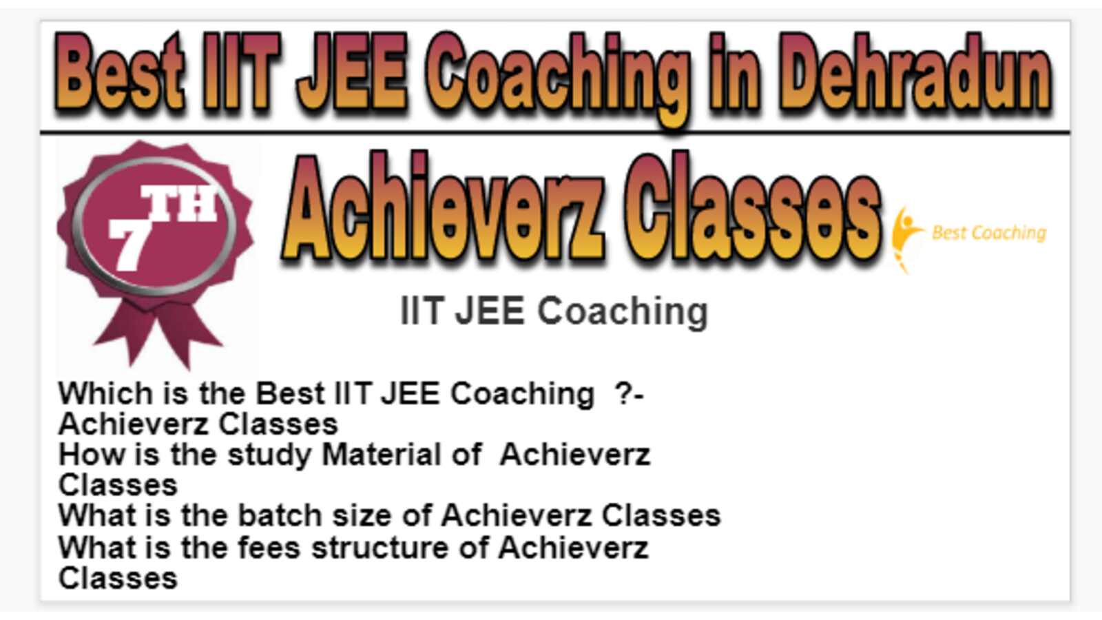 Rank 7 Best IIT JEE Coaching in Dehradun