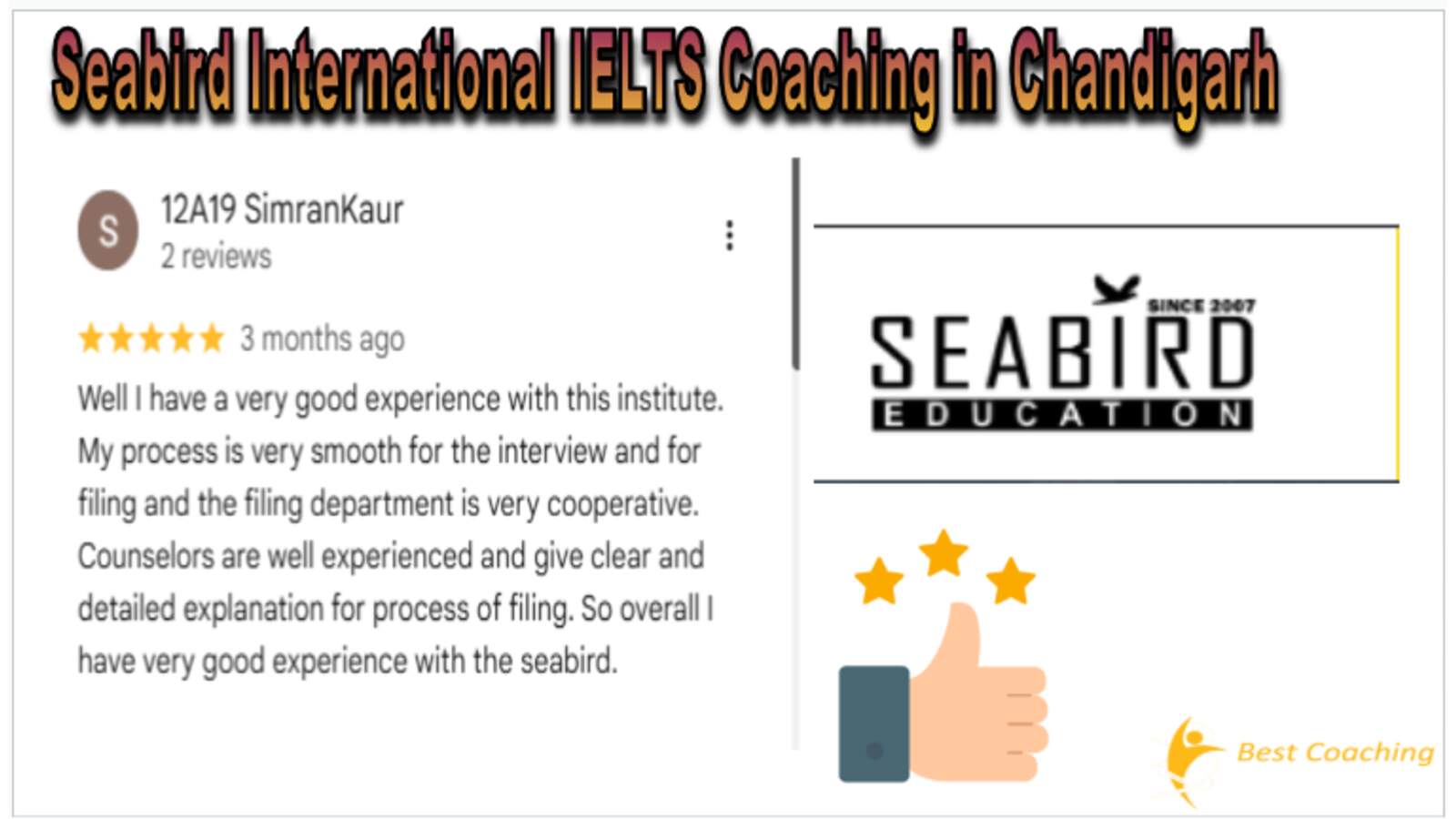 Seabird Internationa IELTS Coaching chandigarh reviews