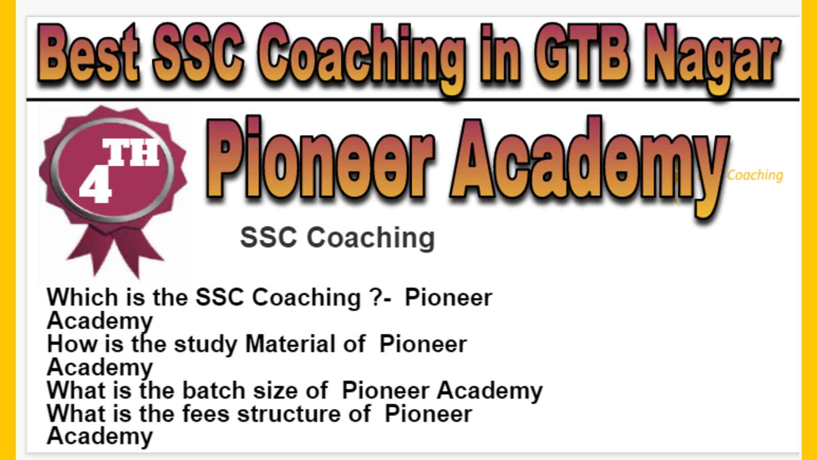 Rank 4 Best SSC Coaching in GTB Nagar