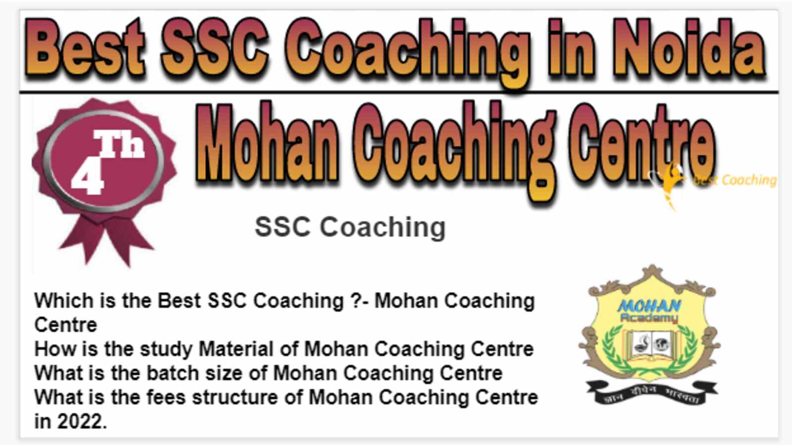 Rank 4 Best SSC Coaching in Noida