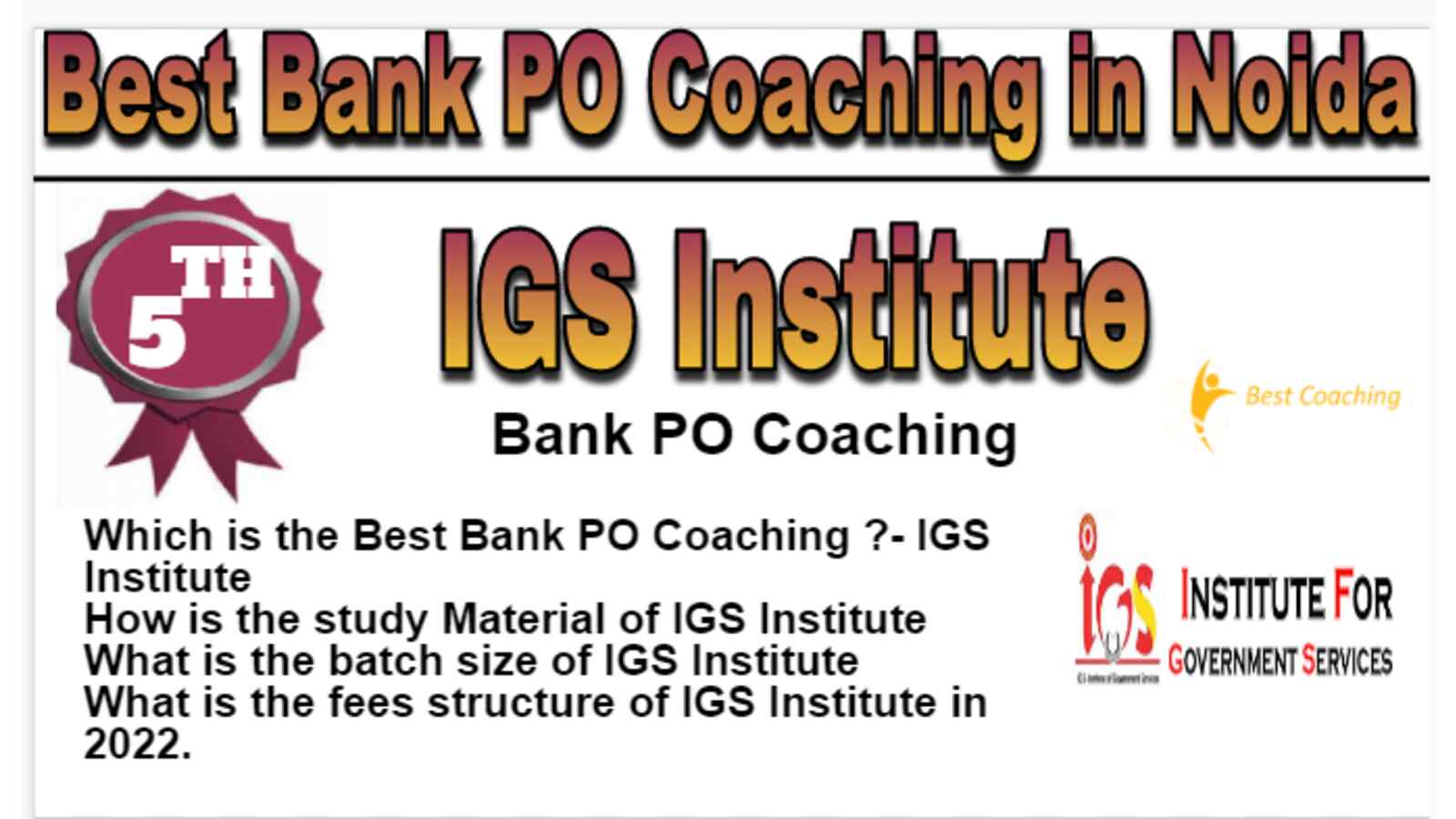 Rank 5 Best Bank PO Coaching in Noida