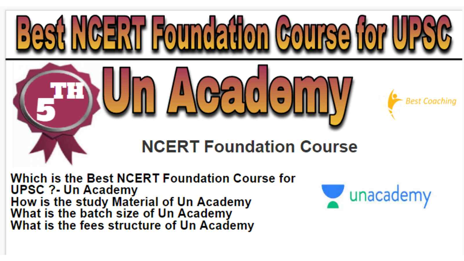 Rank 5 Best NCERT Foundation Course for UPSC