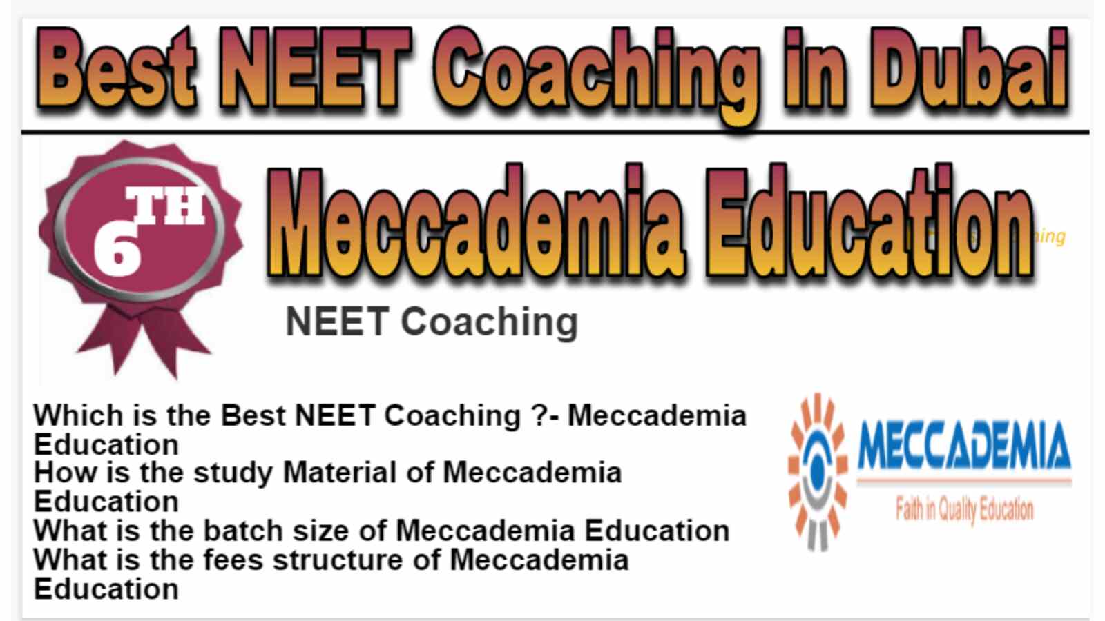 Rank 6 Best NEET Coaching in Dubai