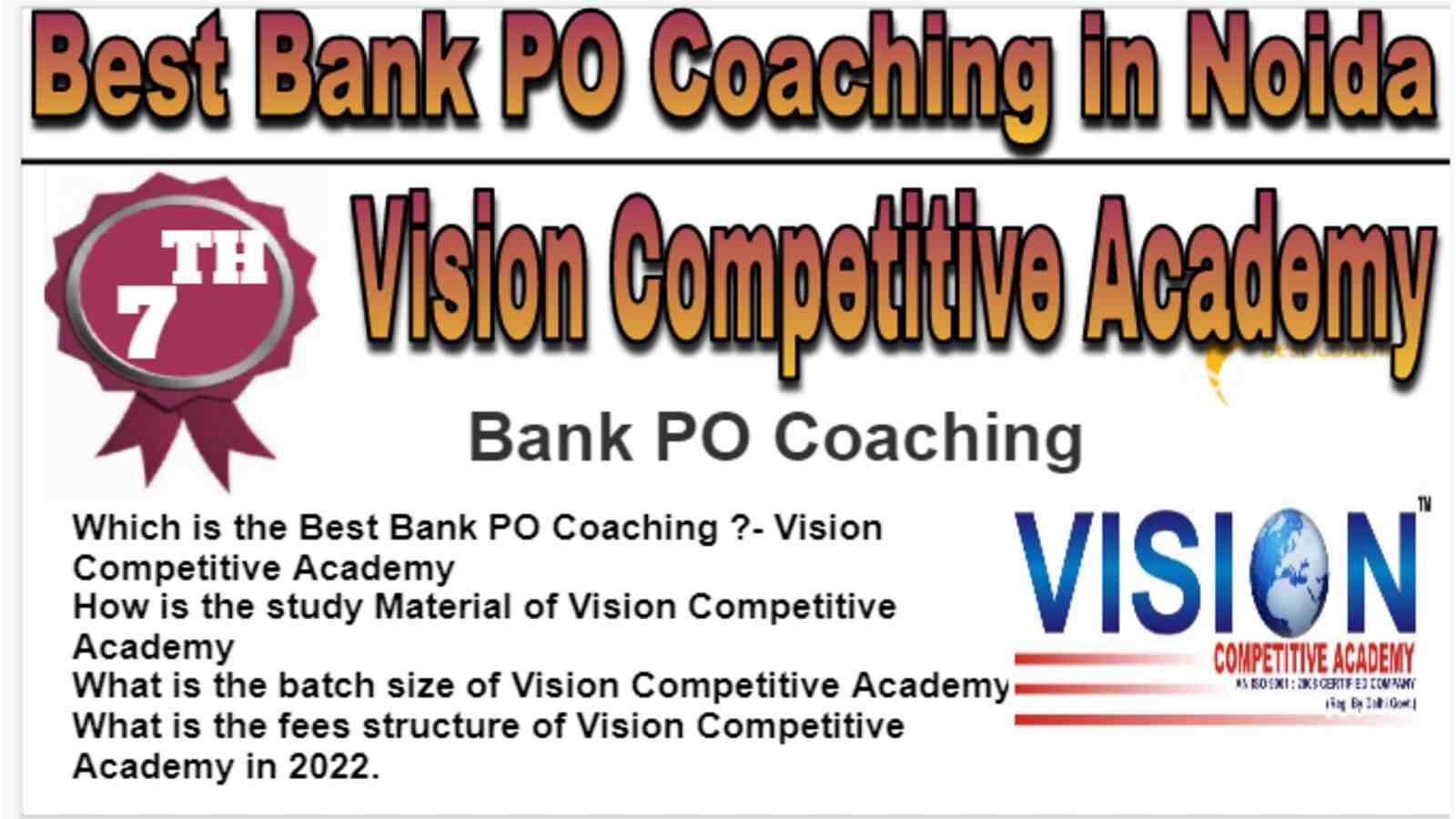 Rank 7 Best Bank PO Coaching in Noida