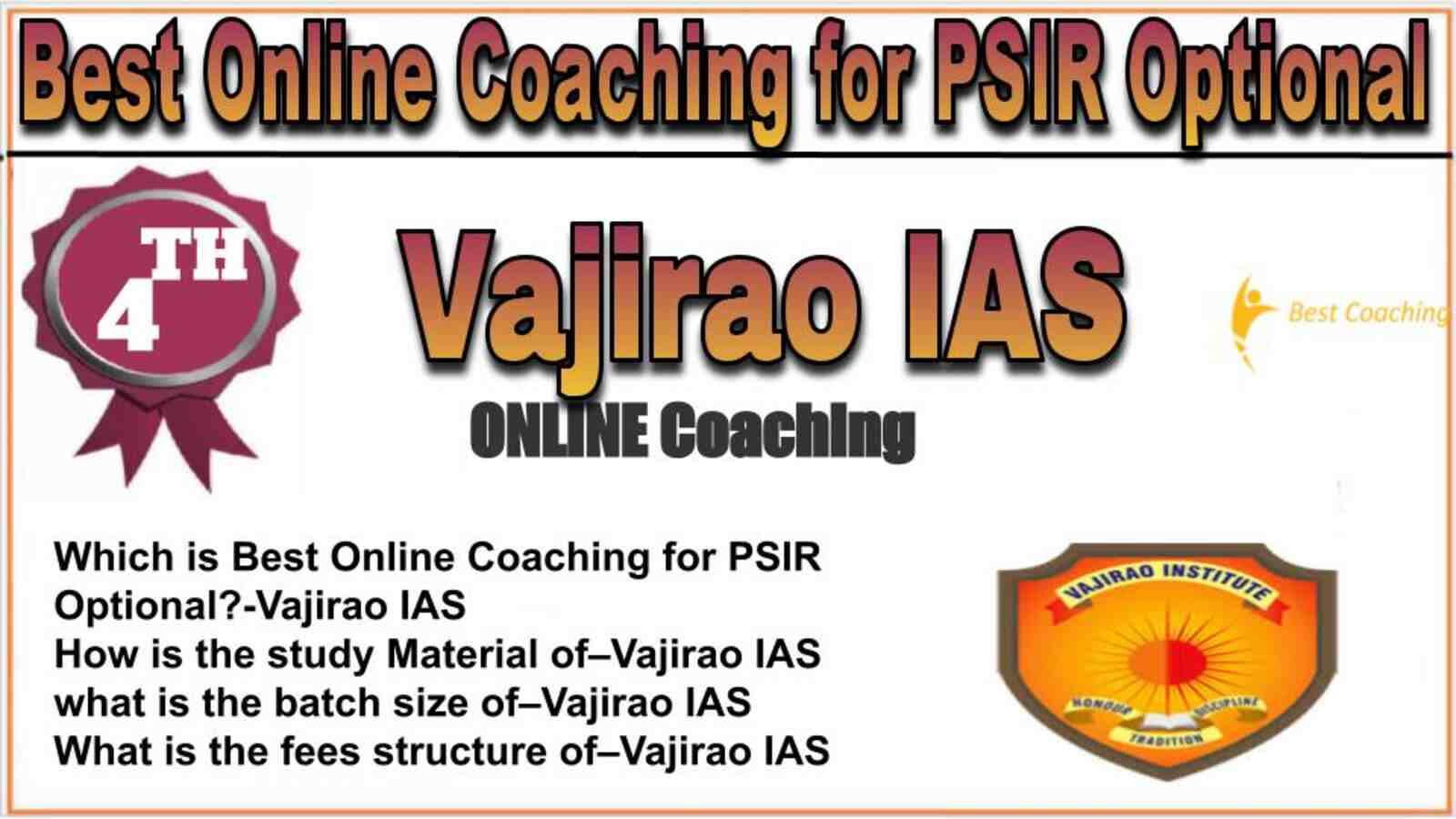 Rank 4 best online coaching for PSIR Optional
