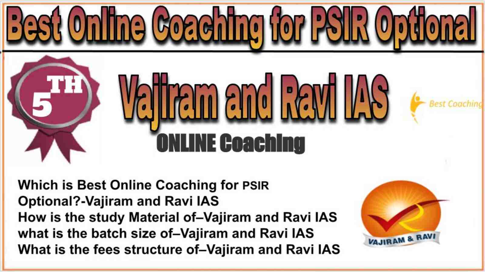 Rank 5 best online coaching for PSIR Optional