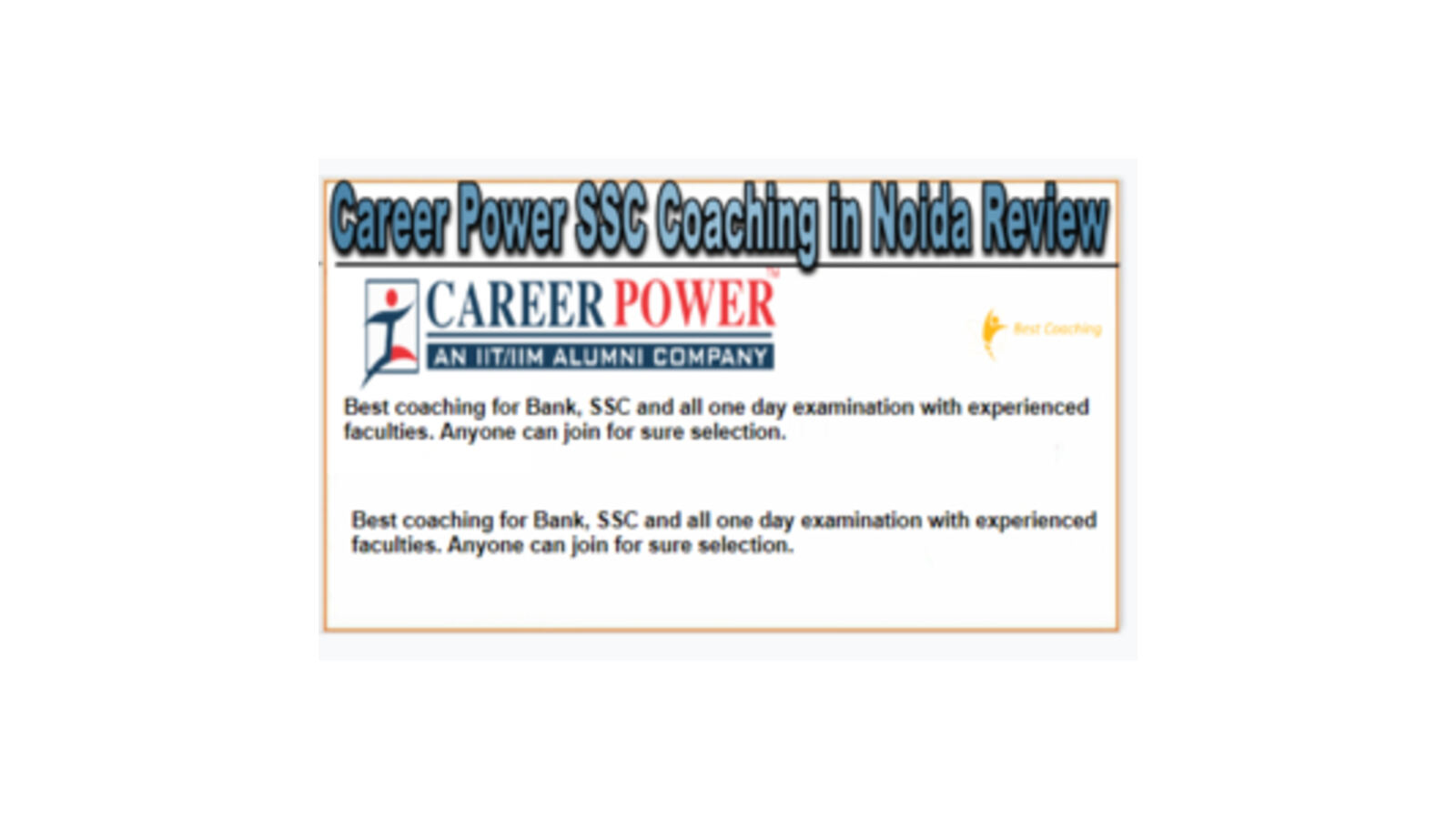 Career Power SSC Coaching in Noida Review