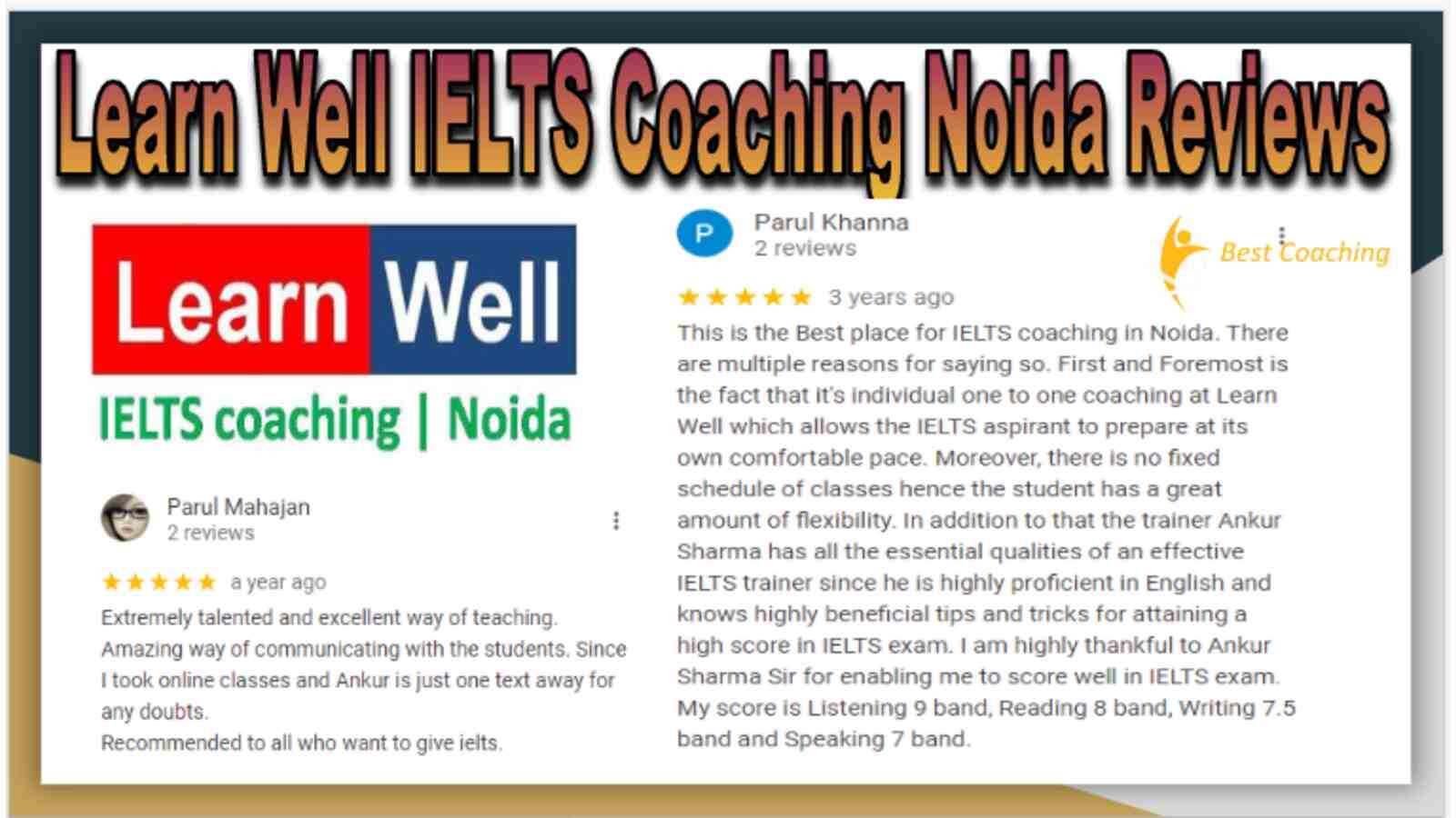 Learn Well IELTS Coaching Noida Reviews