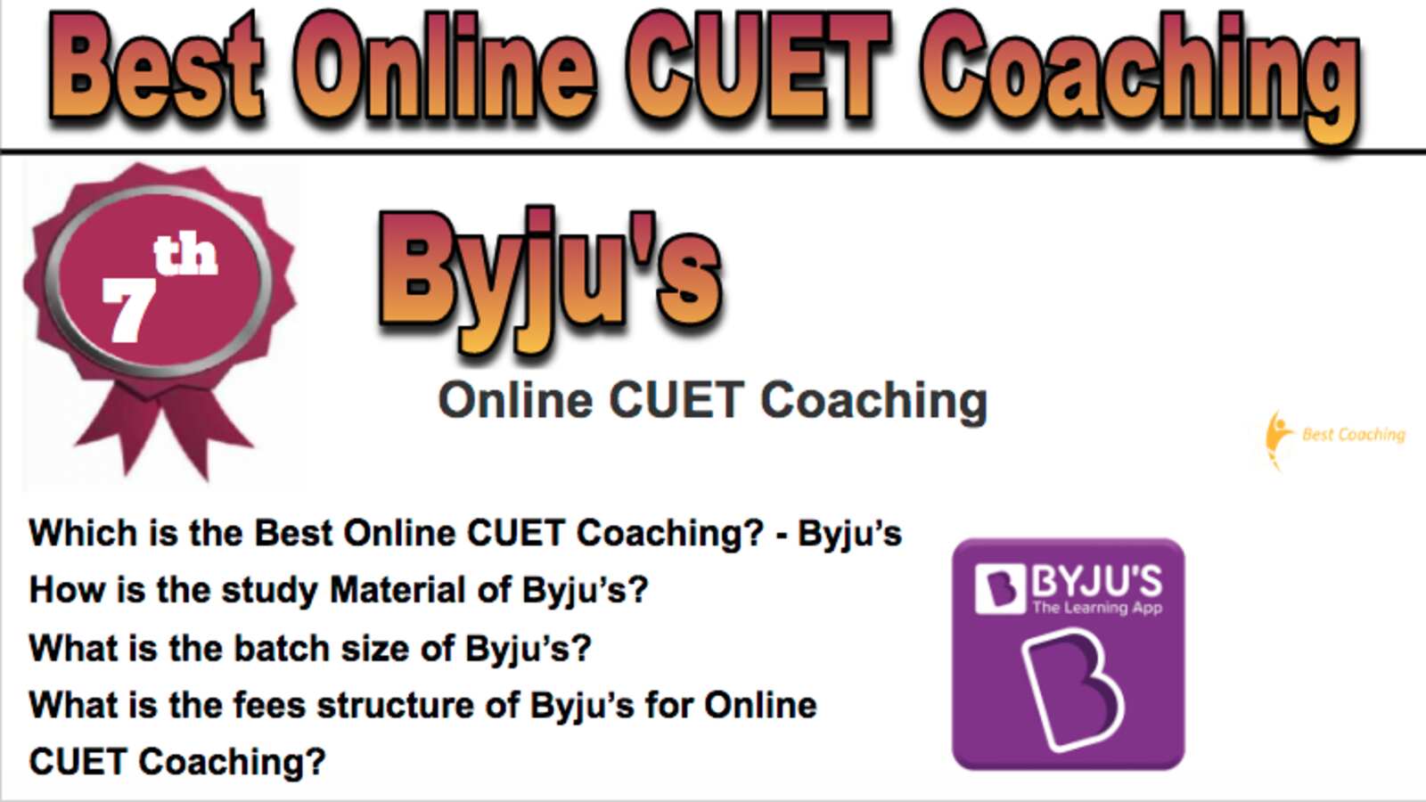 Rank 7th Best Online CUET Coaching Rank 7th Best Online CUET Coaching