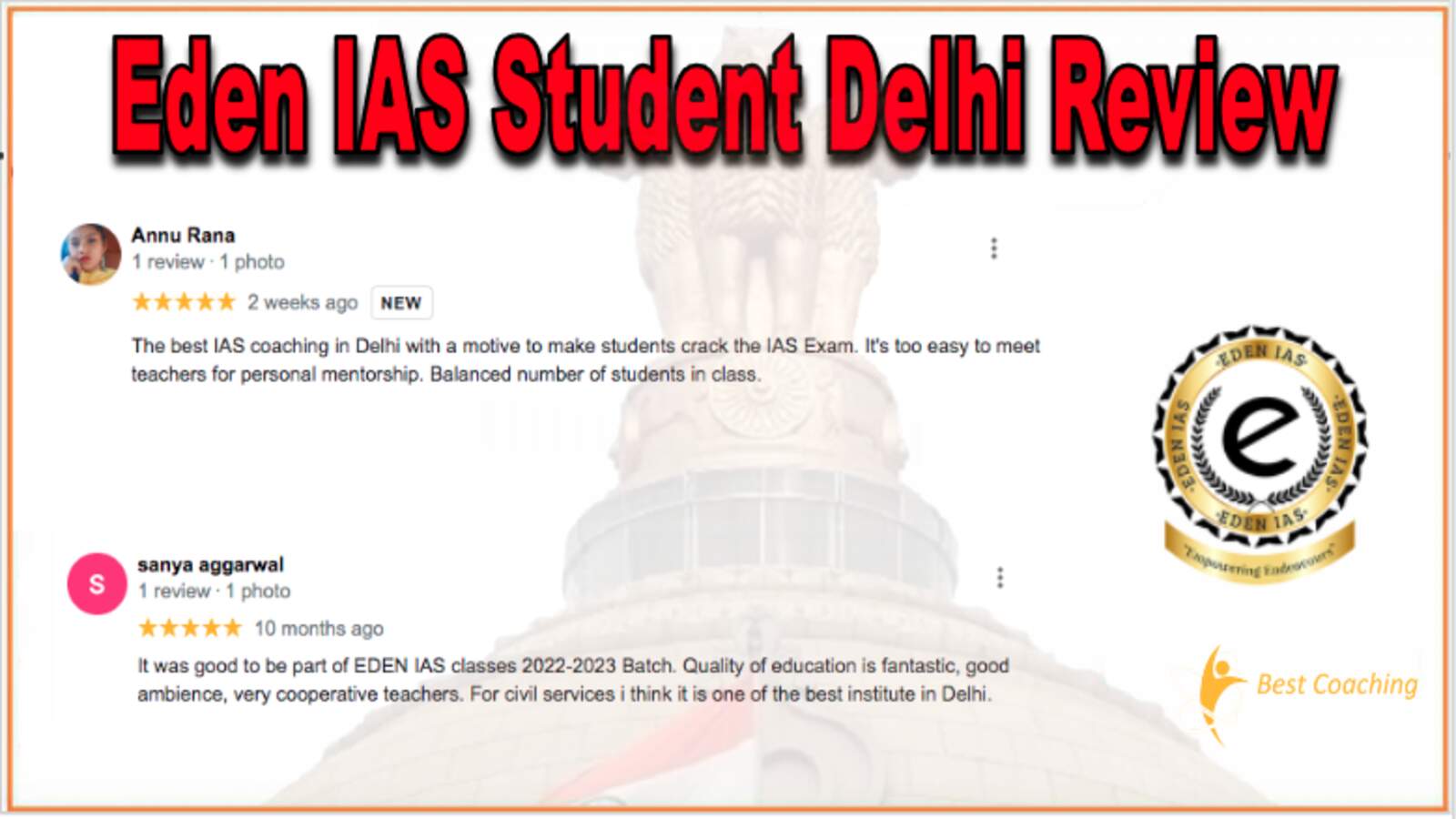 EDEN IAS Student Delhi Review
